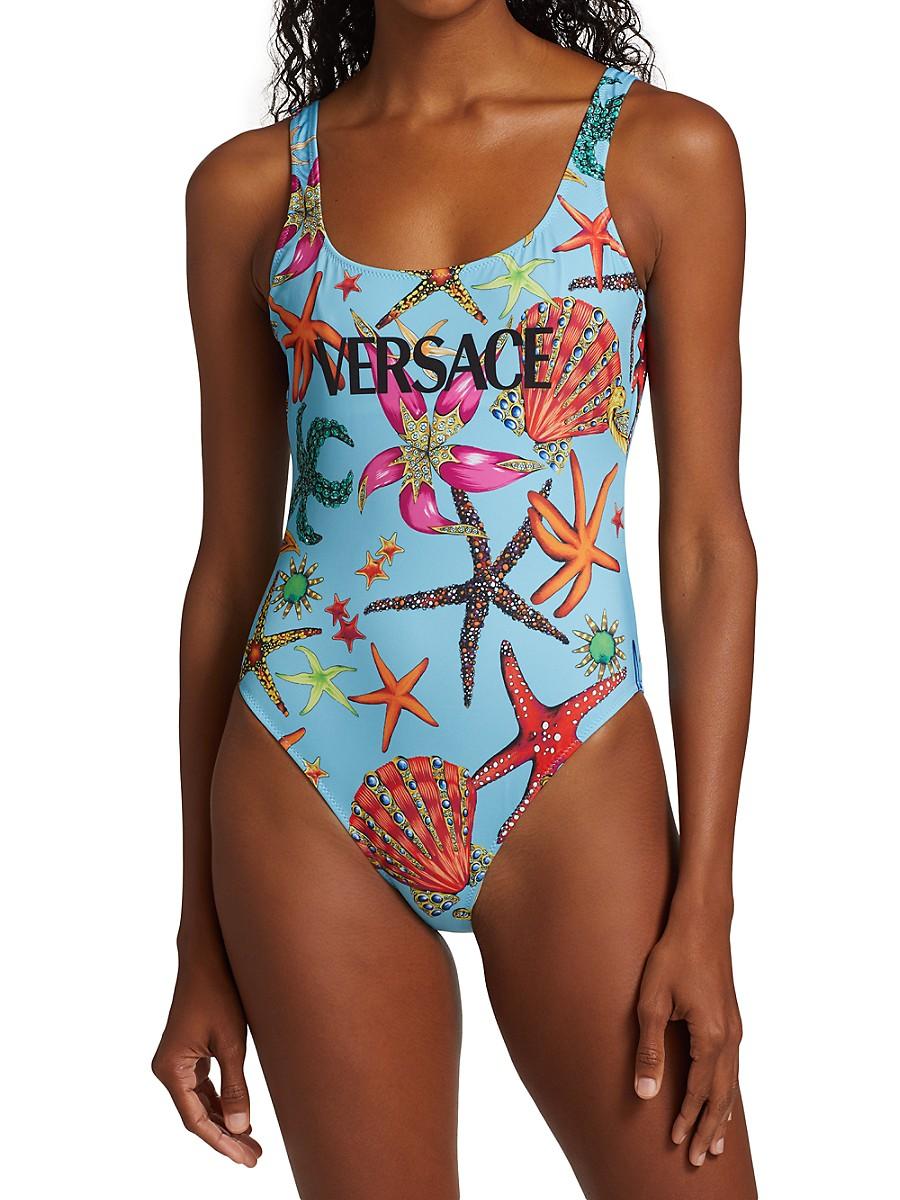 Versace Synthetic Tresor De La Mer One-piece Swimsuit in Orange | Lyst