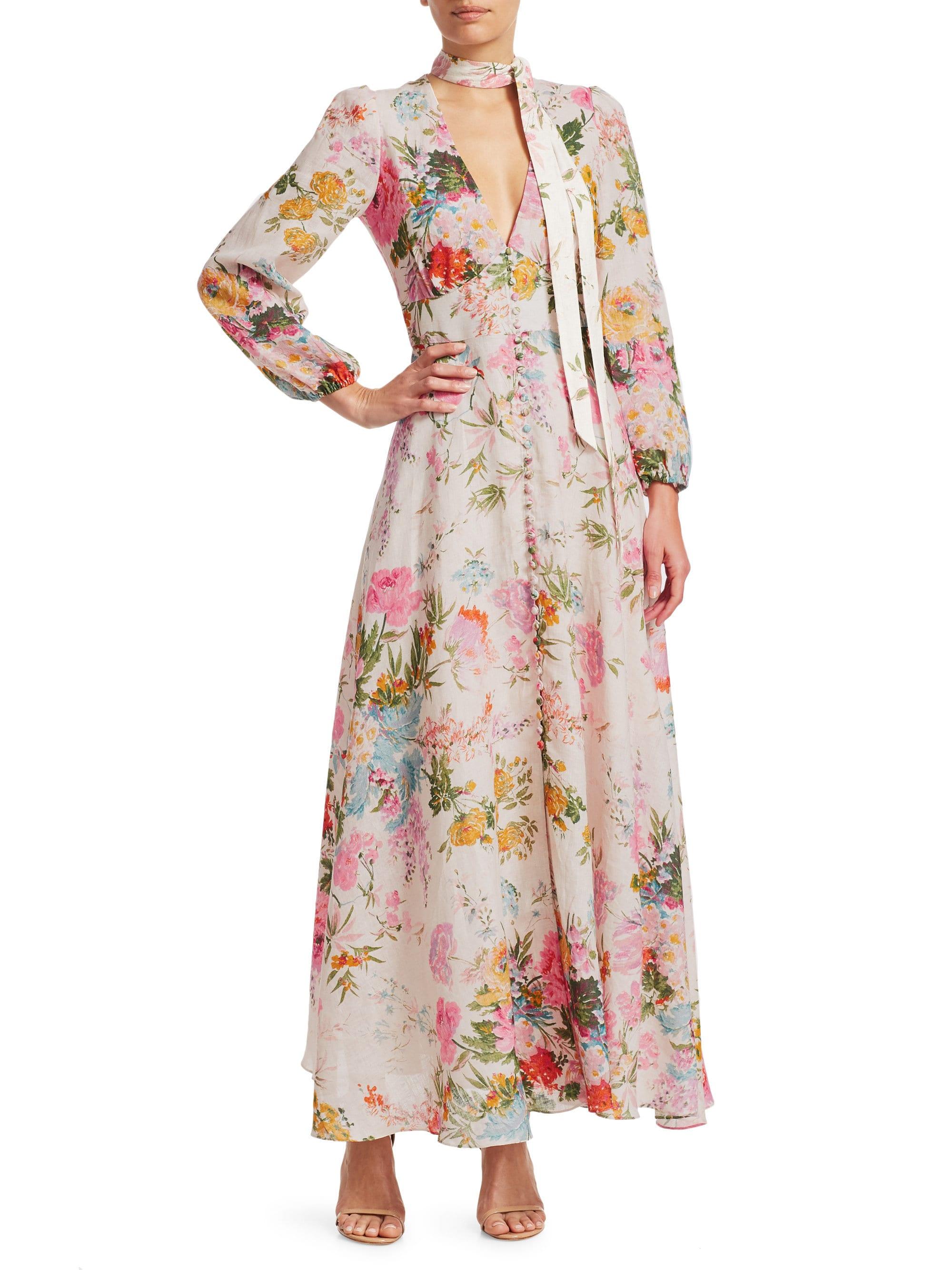 Zimmermann Lace Heathers Floral Linen Maxi Dress - Lyst