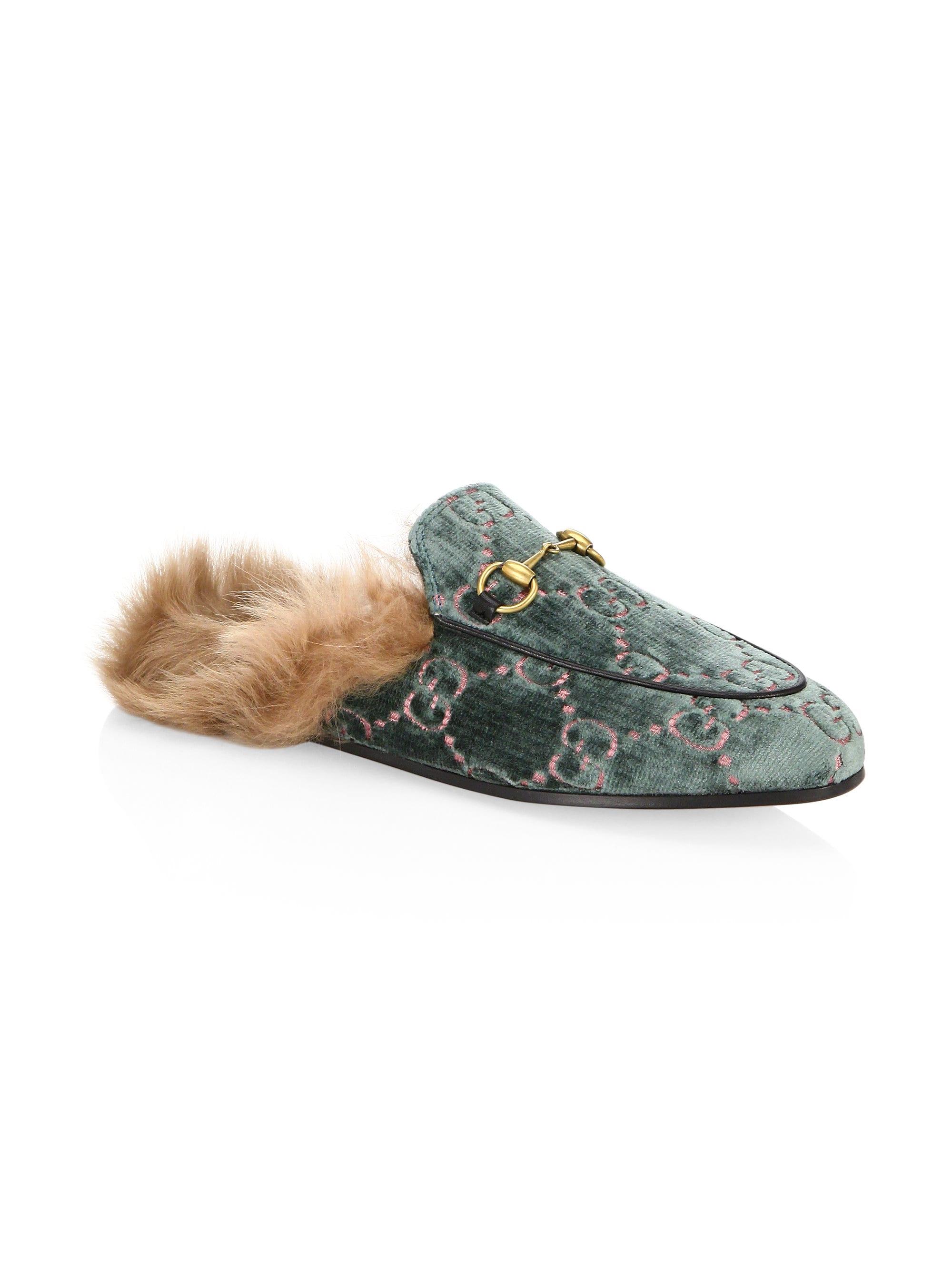 gucci princetown gg velvet slipper