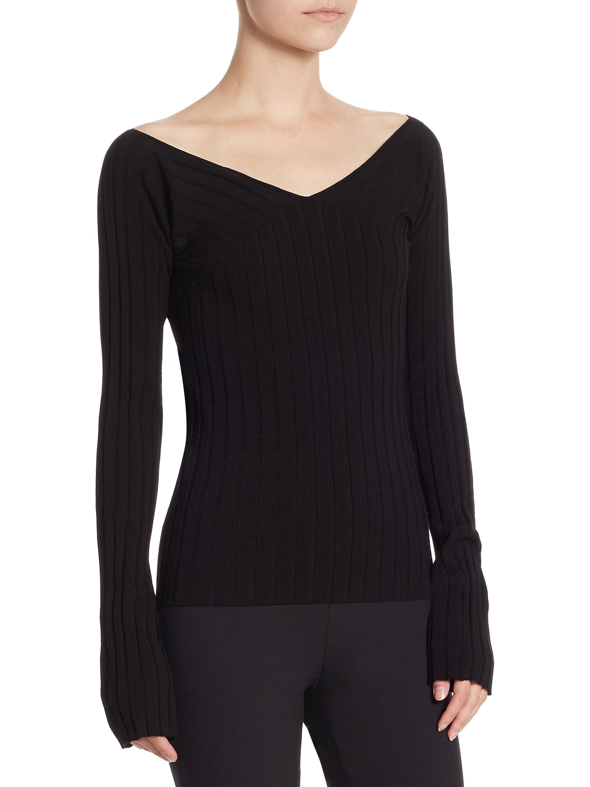 black tight v neck top