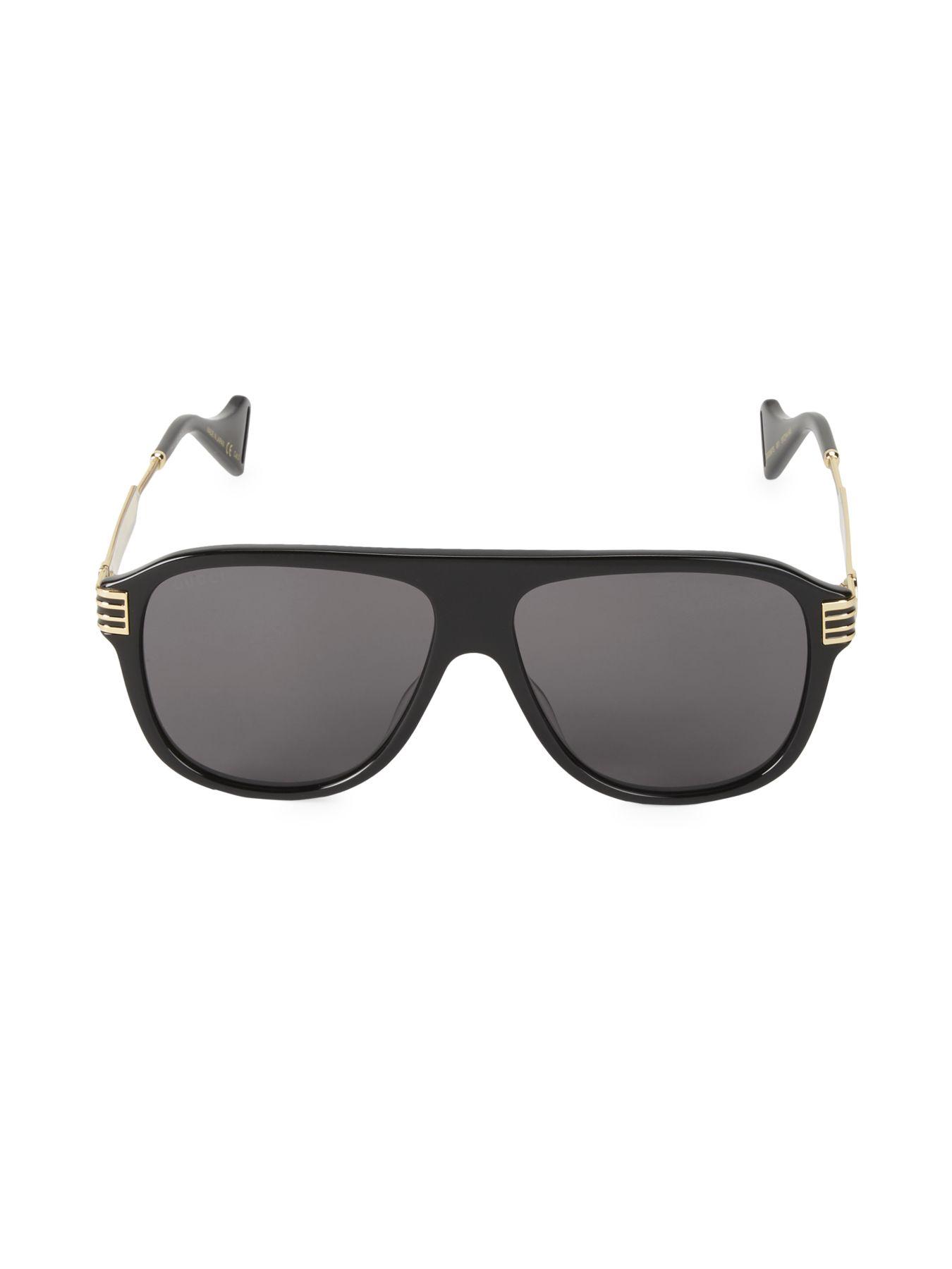 Gucci 57mm Pilot Sunglasses in Black for Men - Lyst
