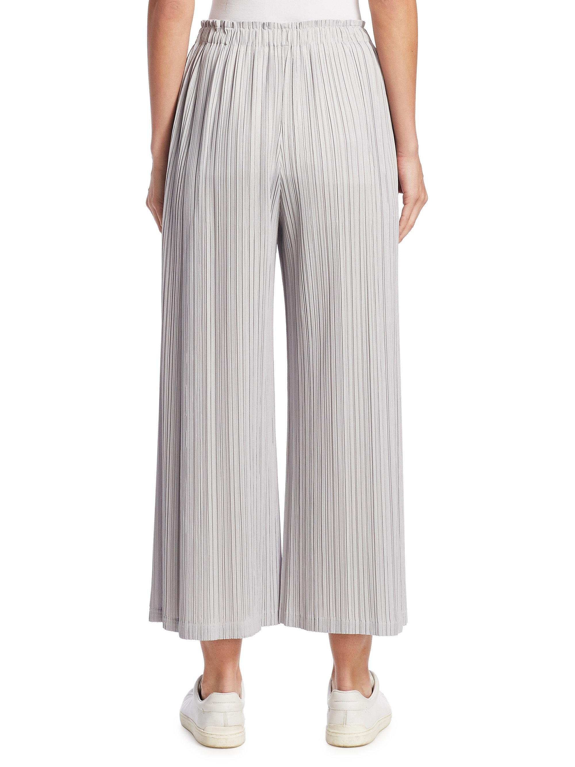 Pleats Please Issey Miyake Straight Pleated Pants in Gray