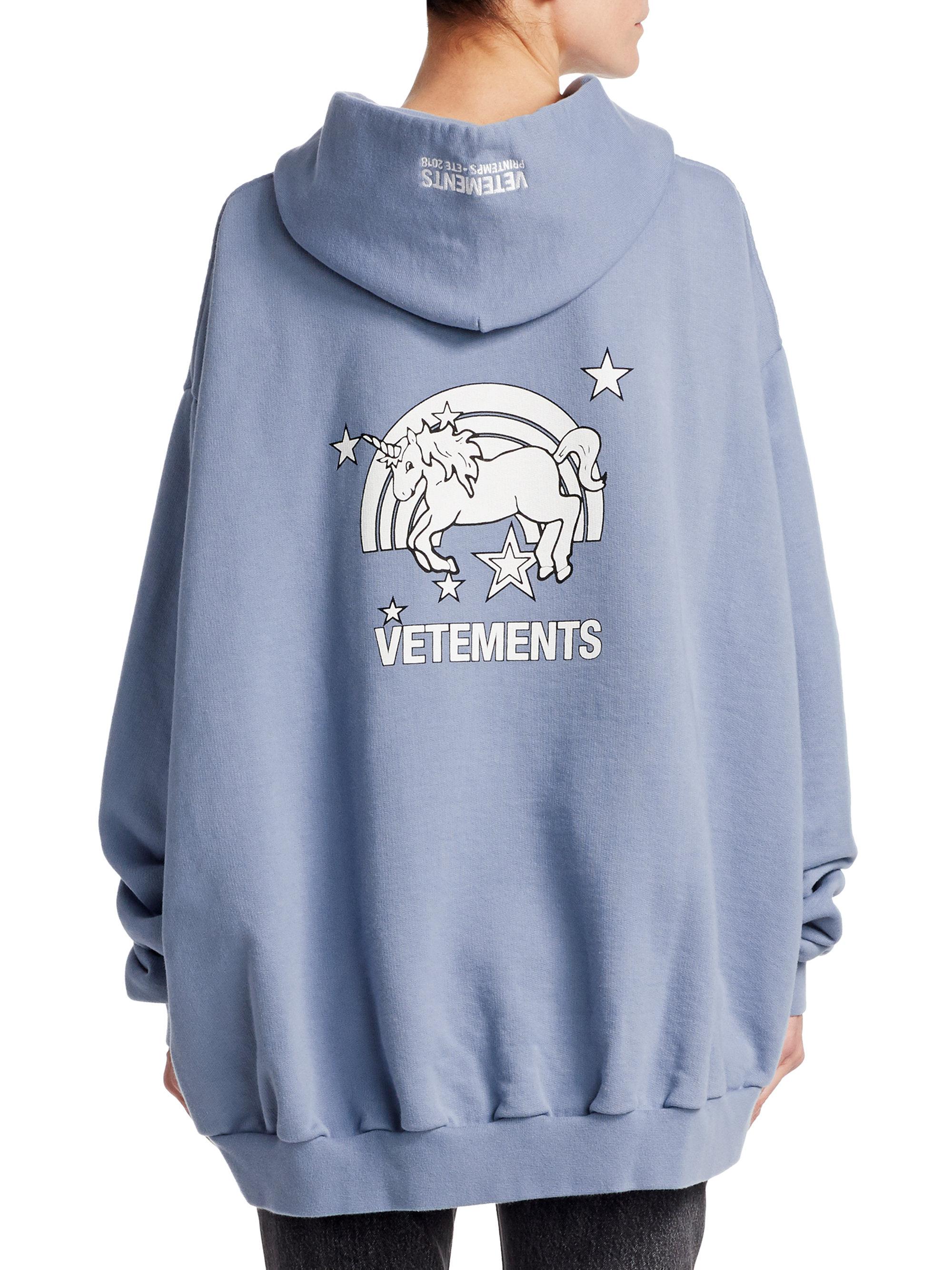 Vetements Unicorn & Rainbows Hoodie in Blue - Lyst