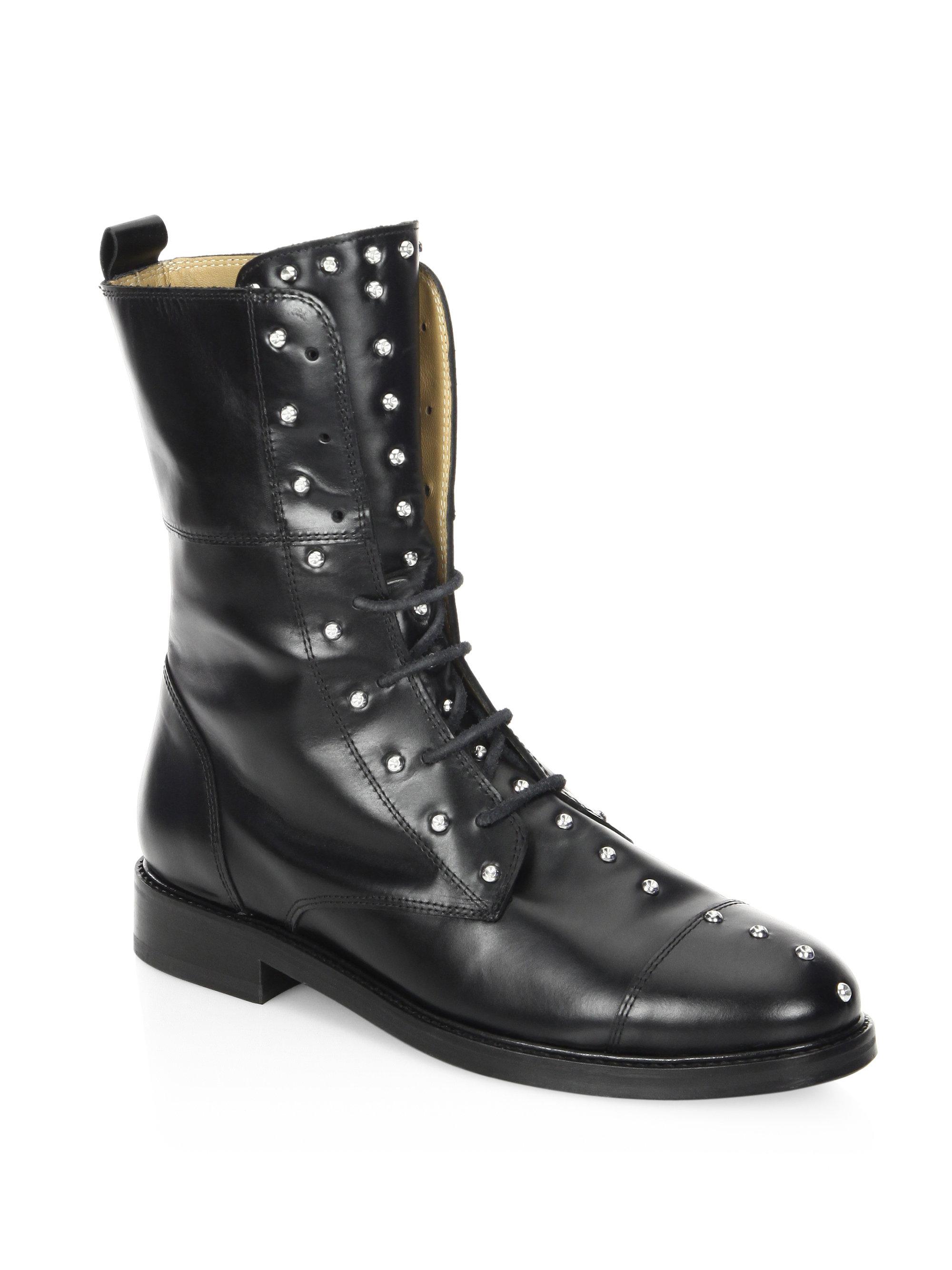 black studded combat boots