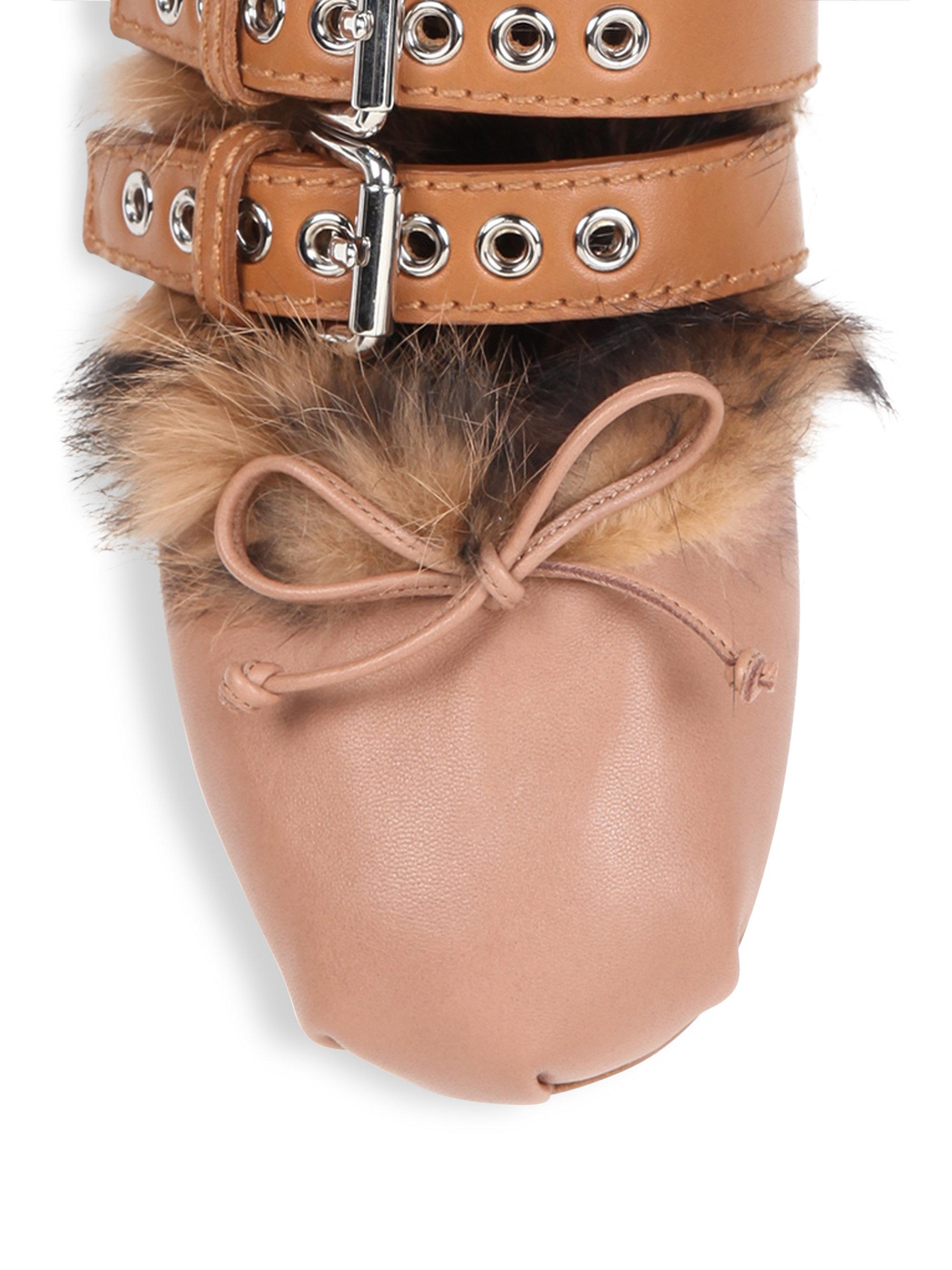 miu miu fur ballet flats