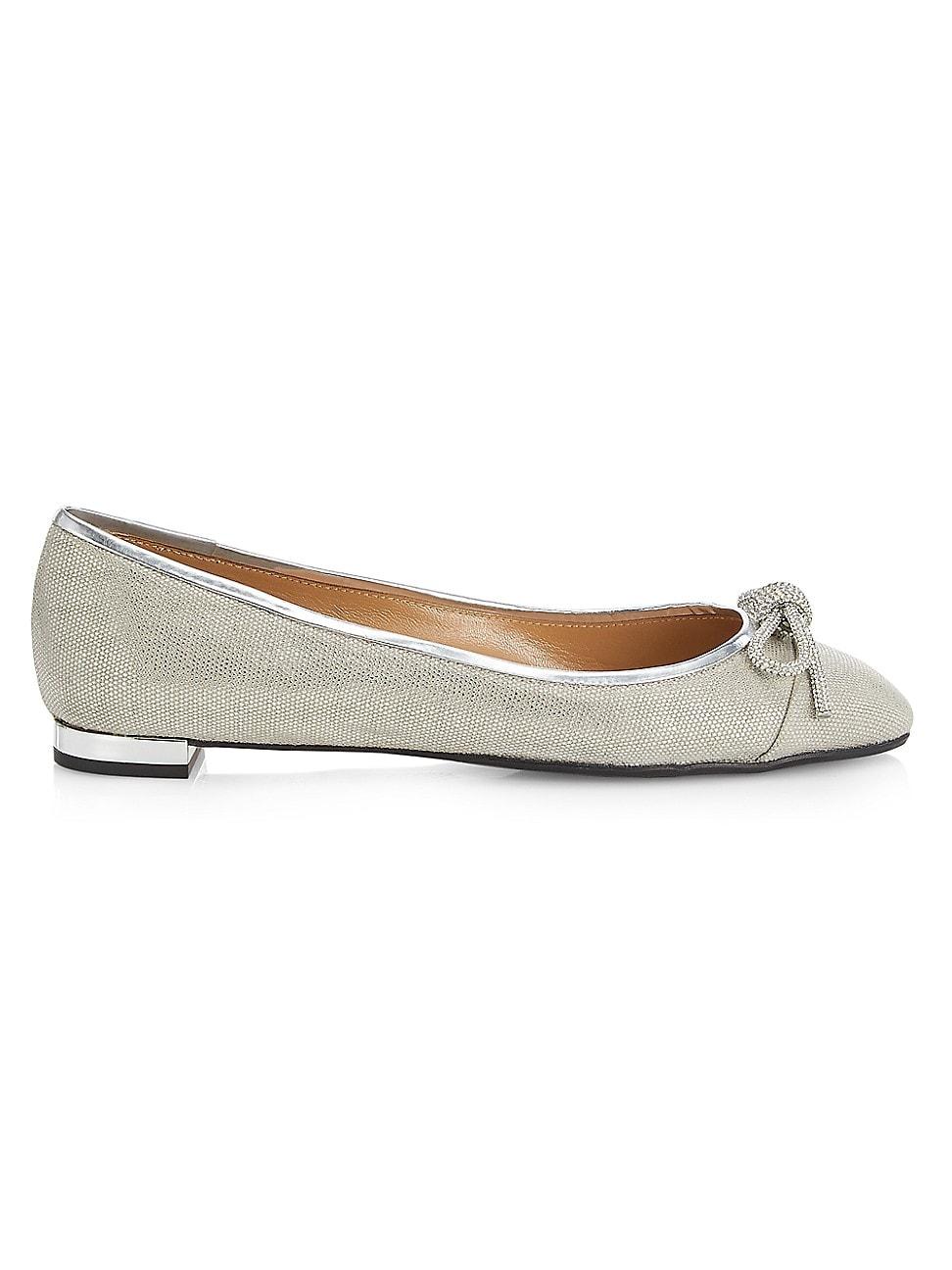 Aquazzura Parisina Crystal Bow Ballet Flats in White Lyst