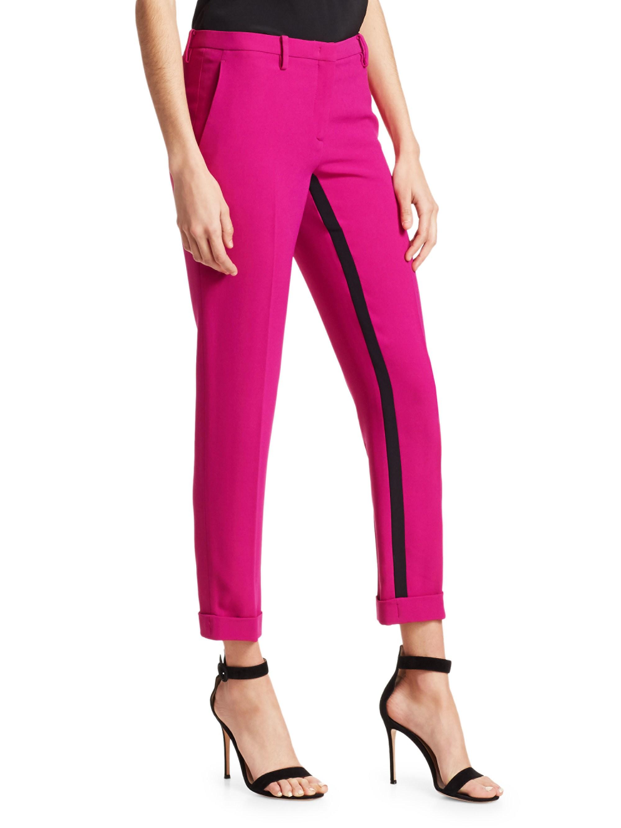 N°21 Inside Stripe Cropped Trousers in Pink - Lyst