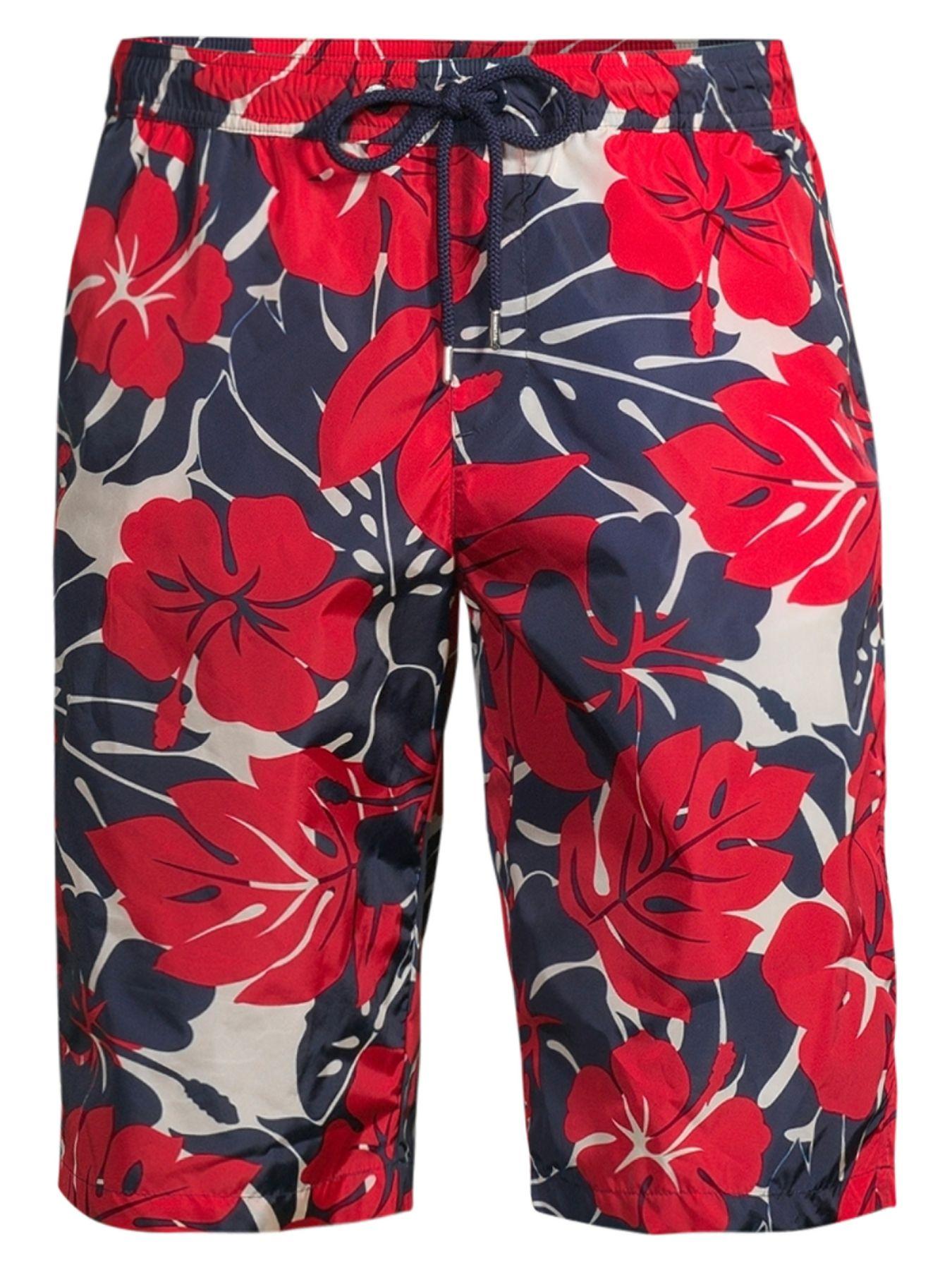 Moncler Synthetic Men's Long Floral Swim Trunks in Red for Men Lyst