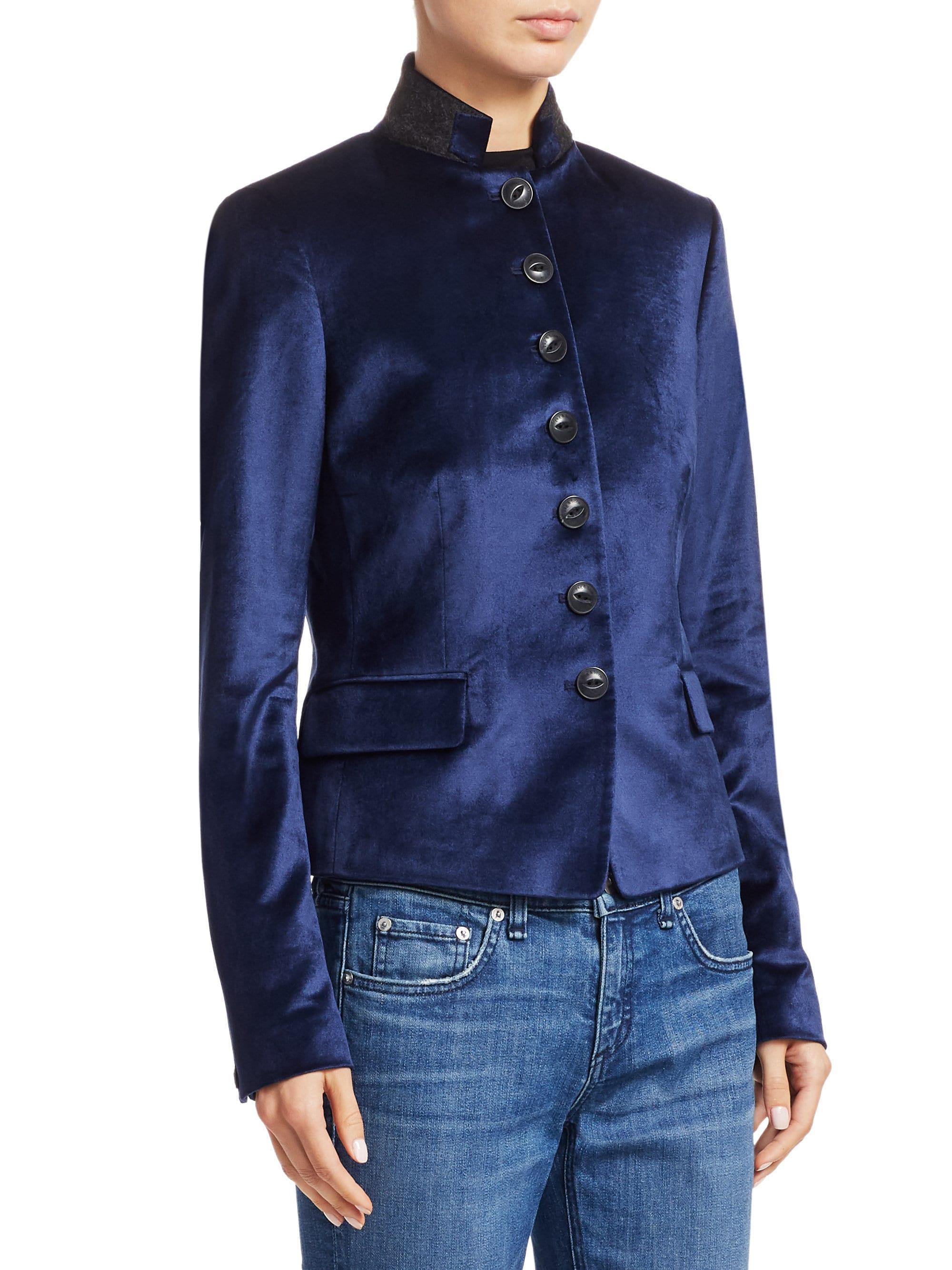 Rag & Bone Women's Rei Velvet Blazer Denim Blue Lyst