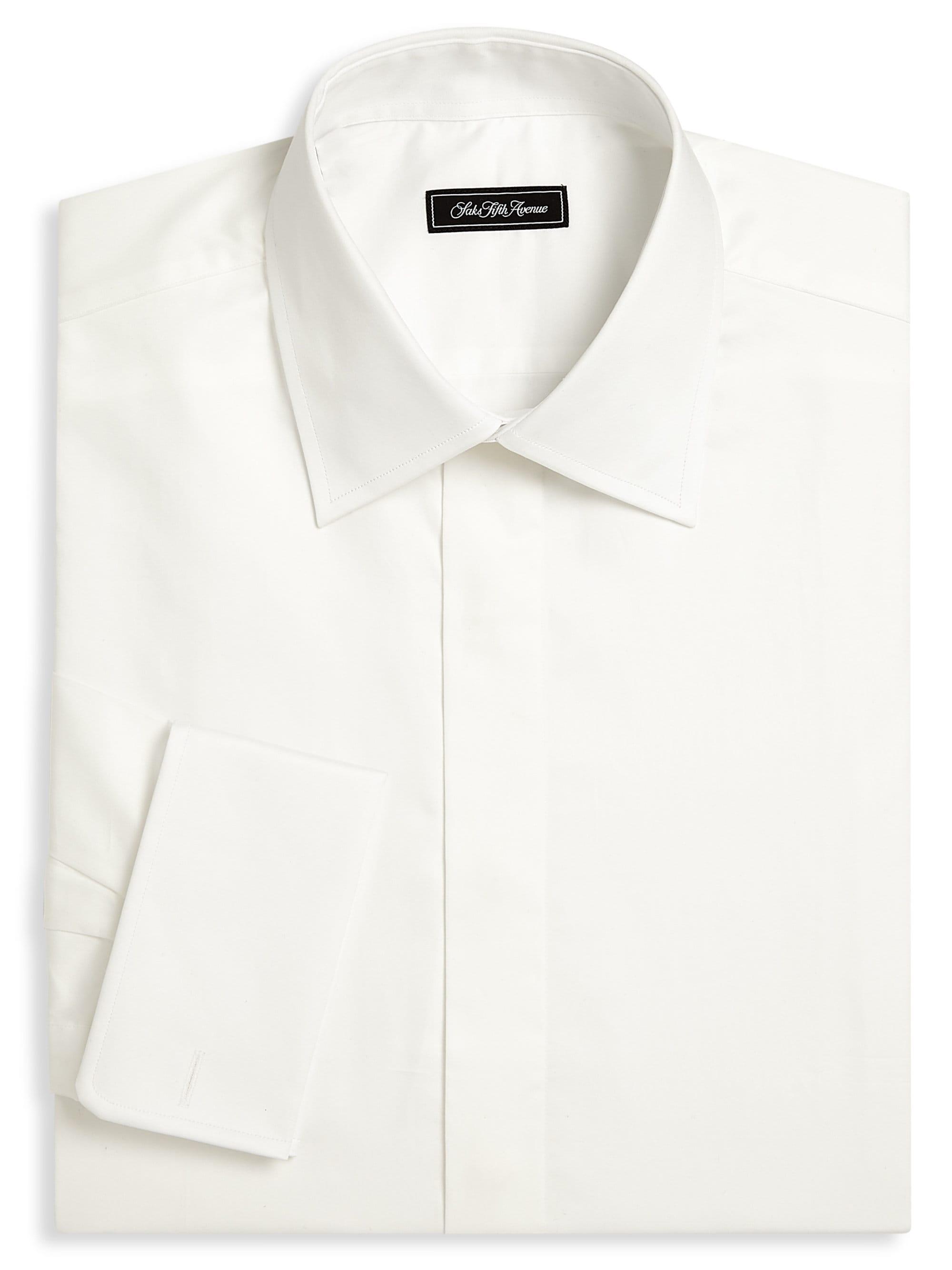 Saks Fifth Avenue Solid Long Sleeve Regularfit Dress Shirt in White for Men Lyst