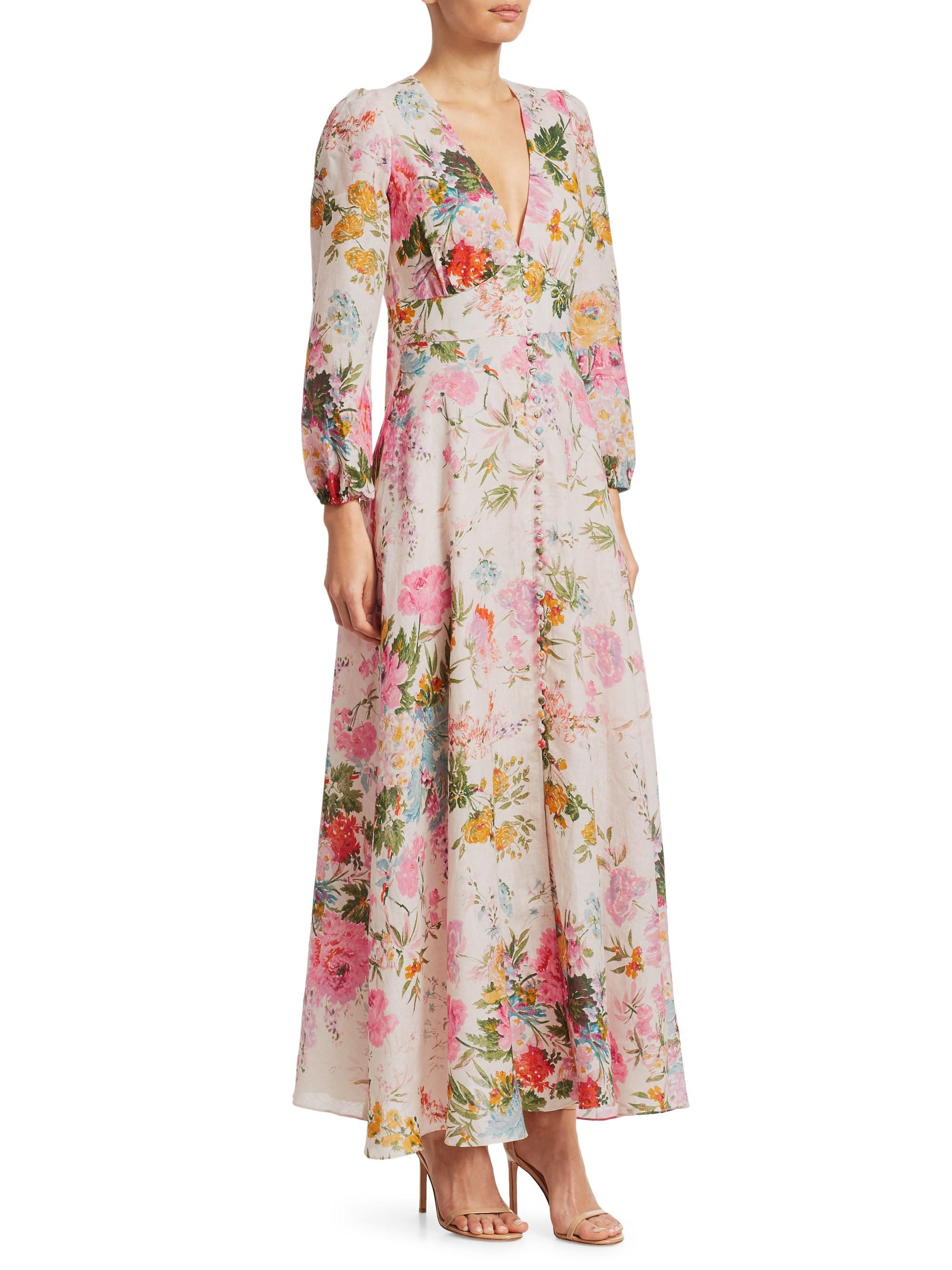 Zimmermann Lace Heathers Floral Linen Maxi Dress Lyst