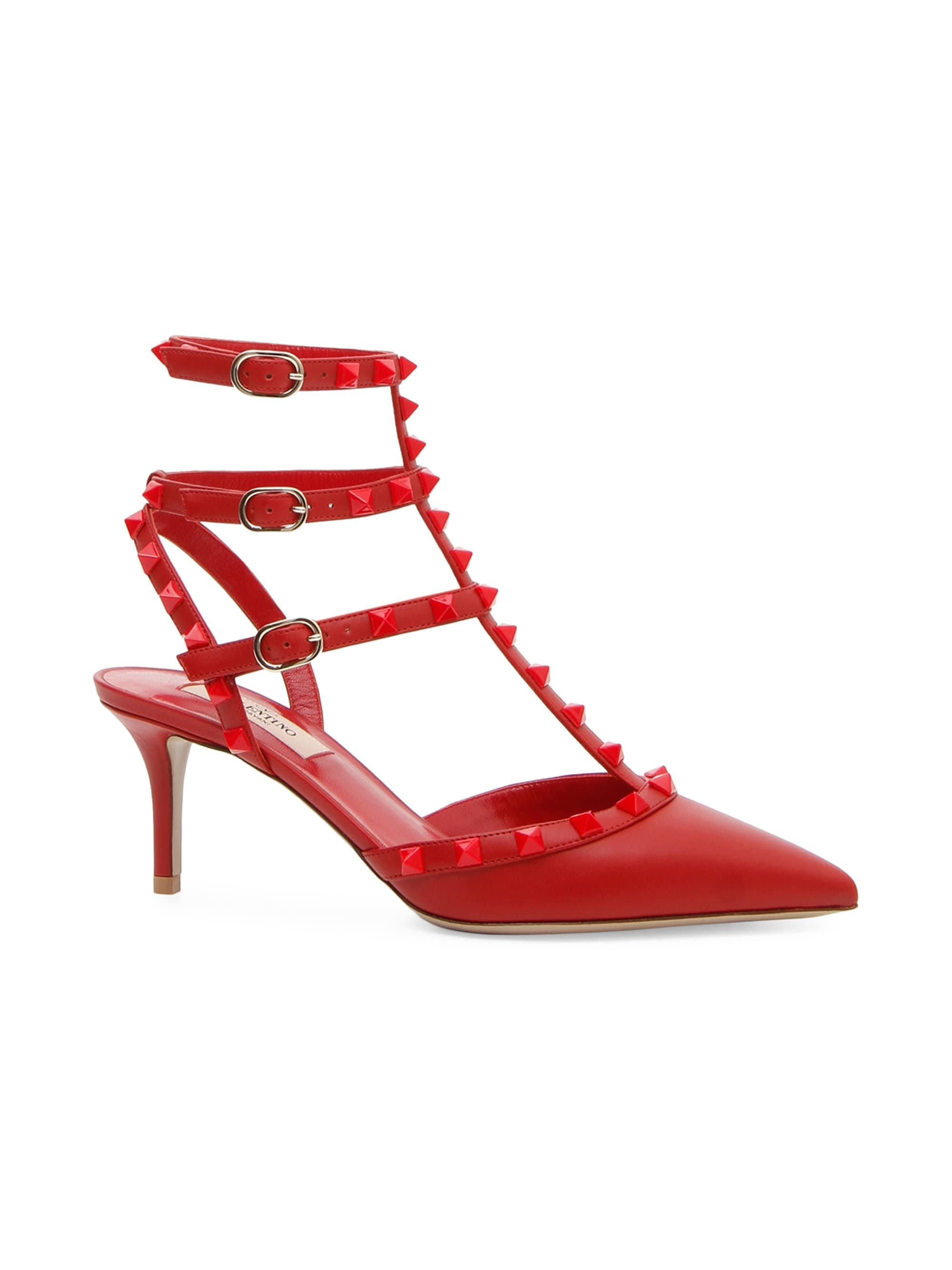 Valentino Rockstud Tonal Leather Pumps Ivory in Red - Lyst