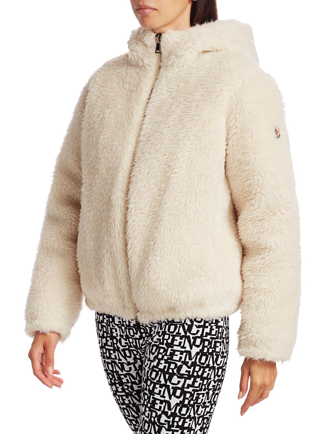 Moncler Synthetic Kolima Reversible Faux Fur Teddy Jacket in Natural - Lyst