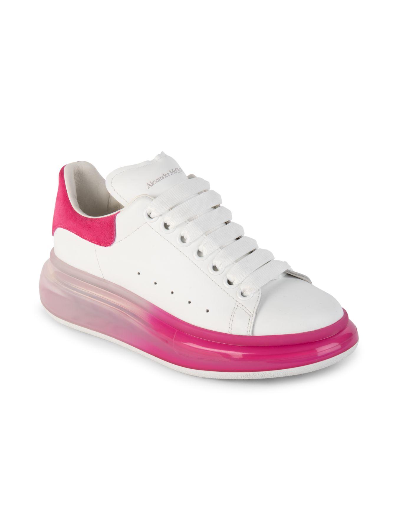 alexander mcqueen pink leather sneakers