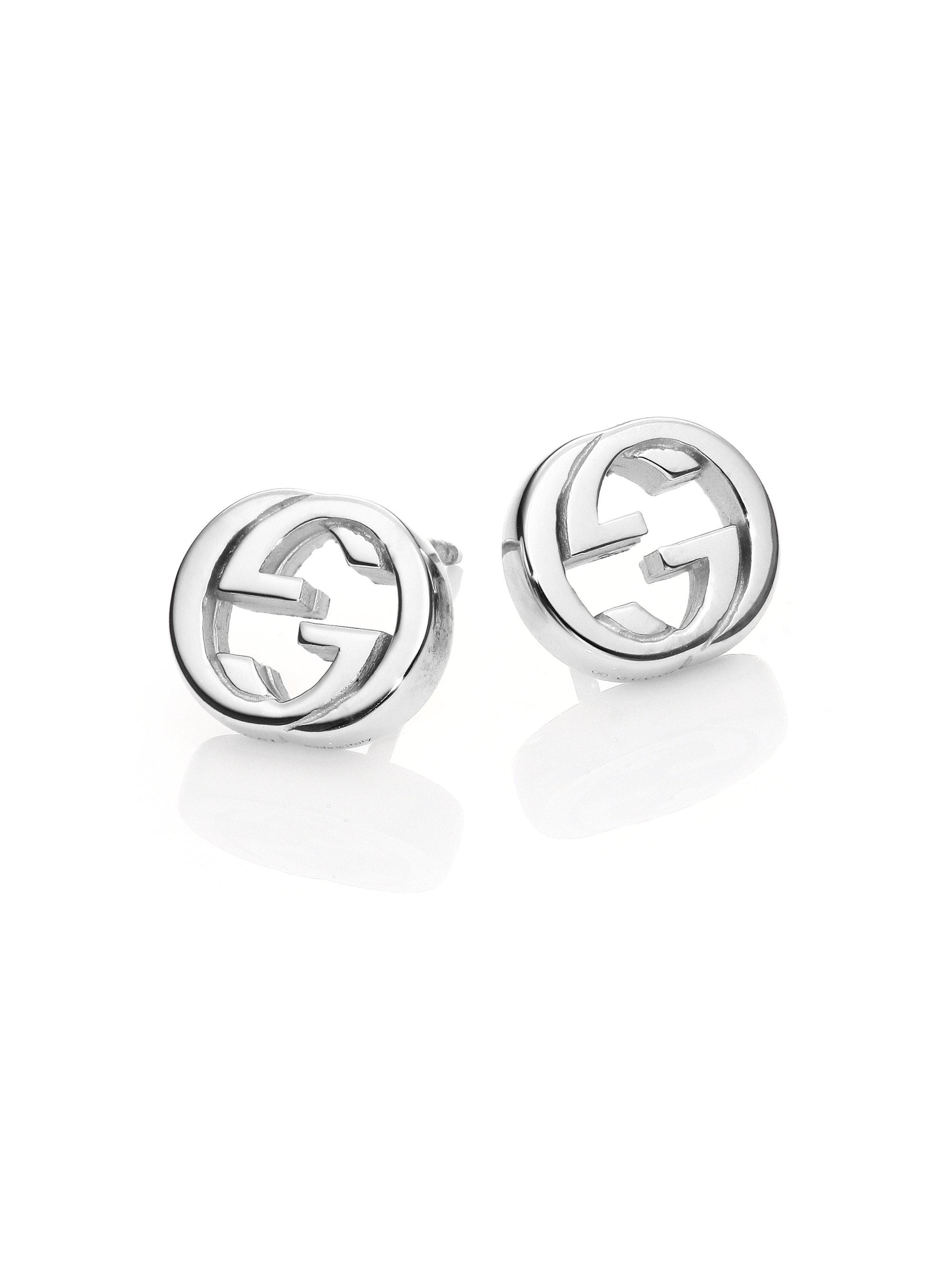 Lyst - Gucci Interlocking G Sterling Silver Stud Earrings in Metallic