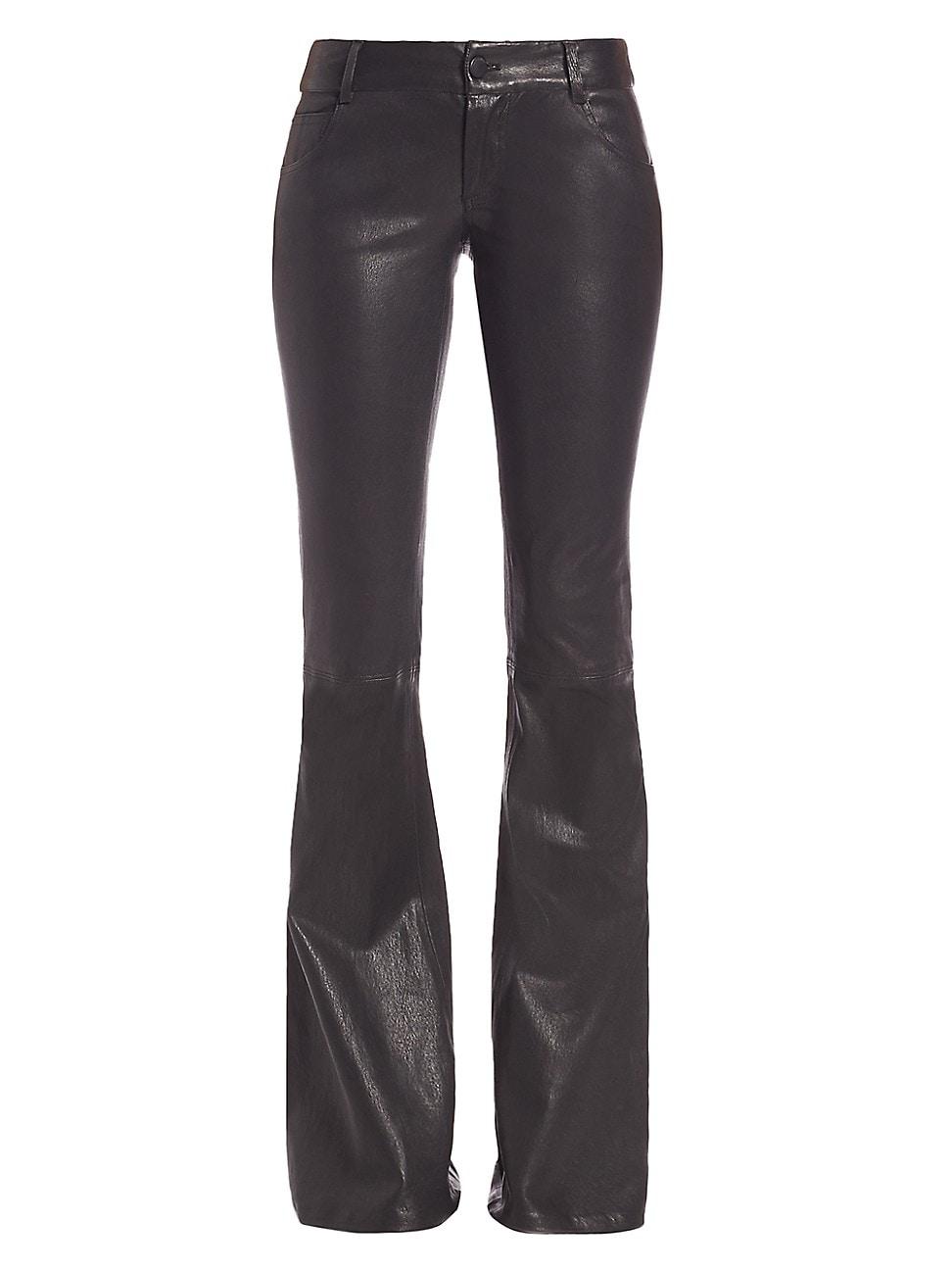 Alice + Olivia Leather Bell Pants in 