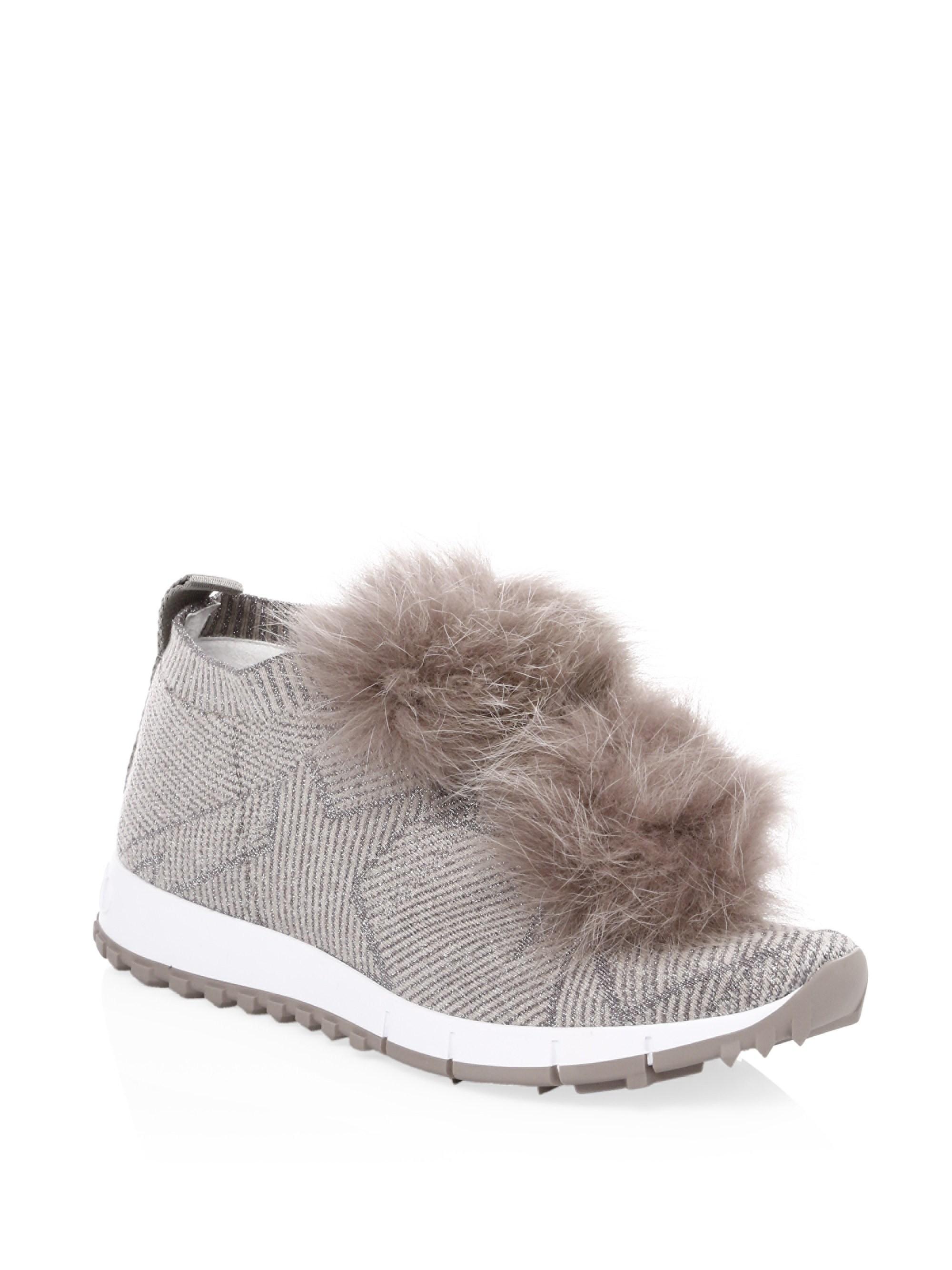 Jimmy Choo Fur Norway Slip On Trainers 