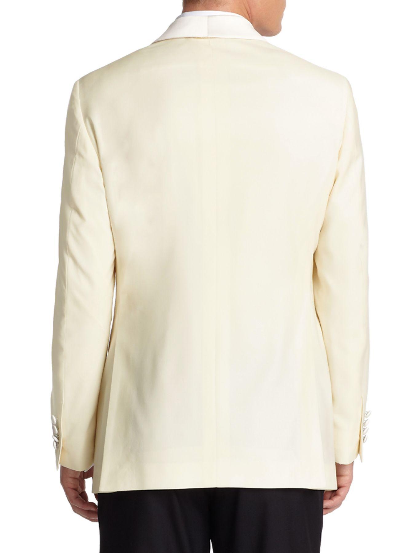 Saks Fifth Avenue Samuelsohn Classic-fit Shawl-collar Wool Dinner Jacket in White for Men - Lyst