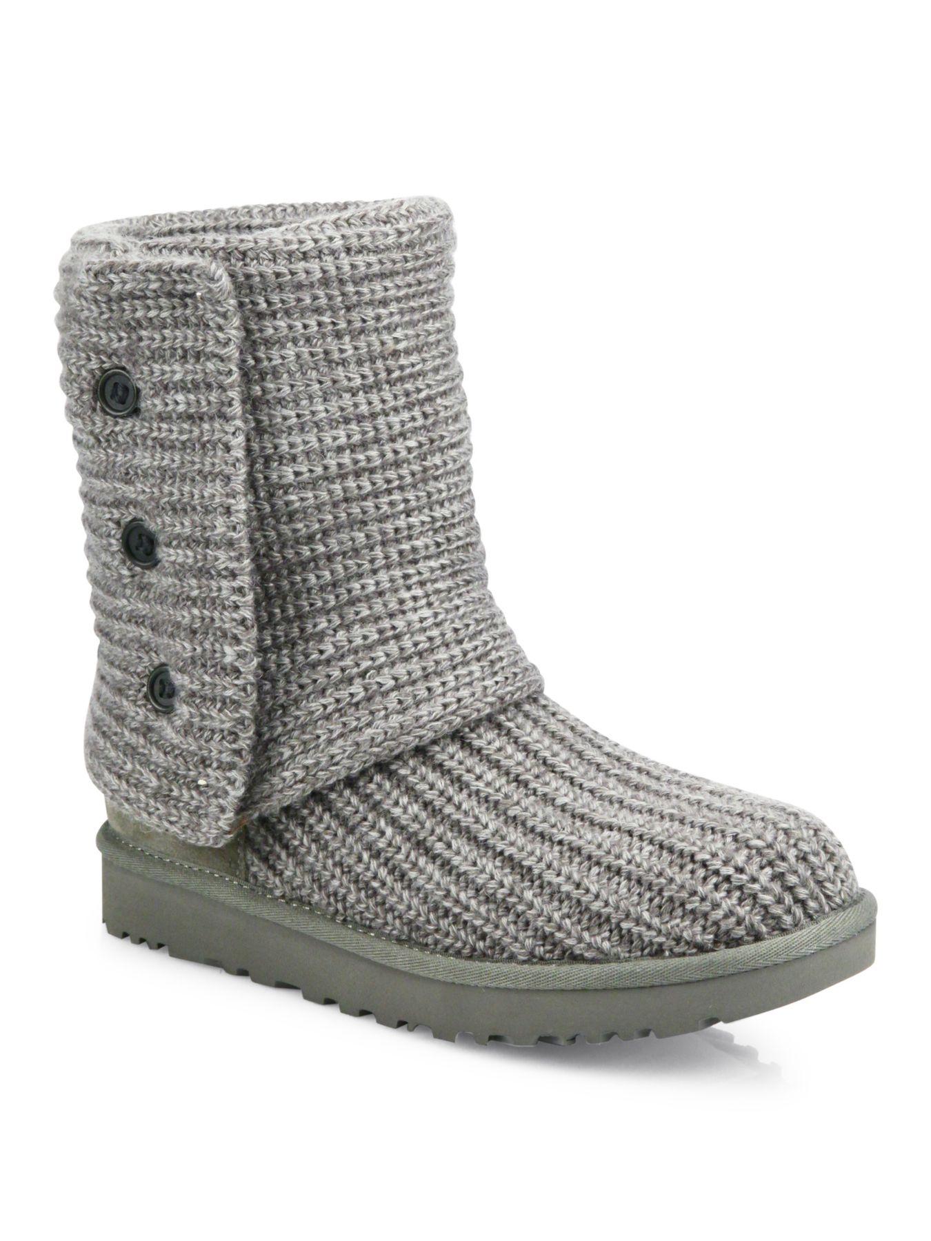 UGG Fur Classic Cardy Knit Boots in Grey (Gray) - Lyst