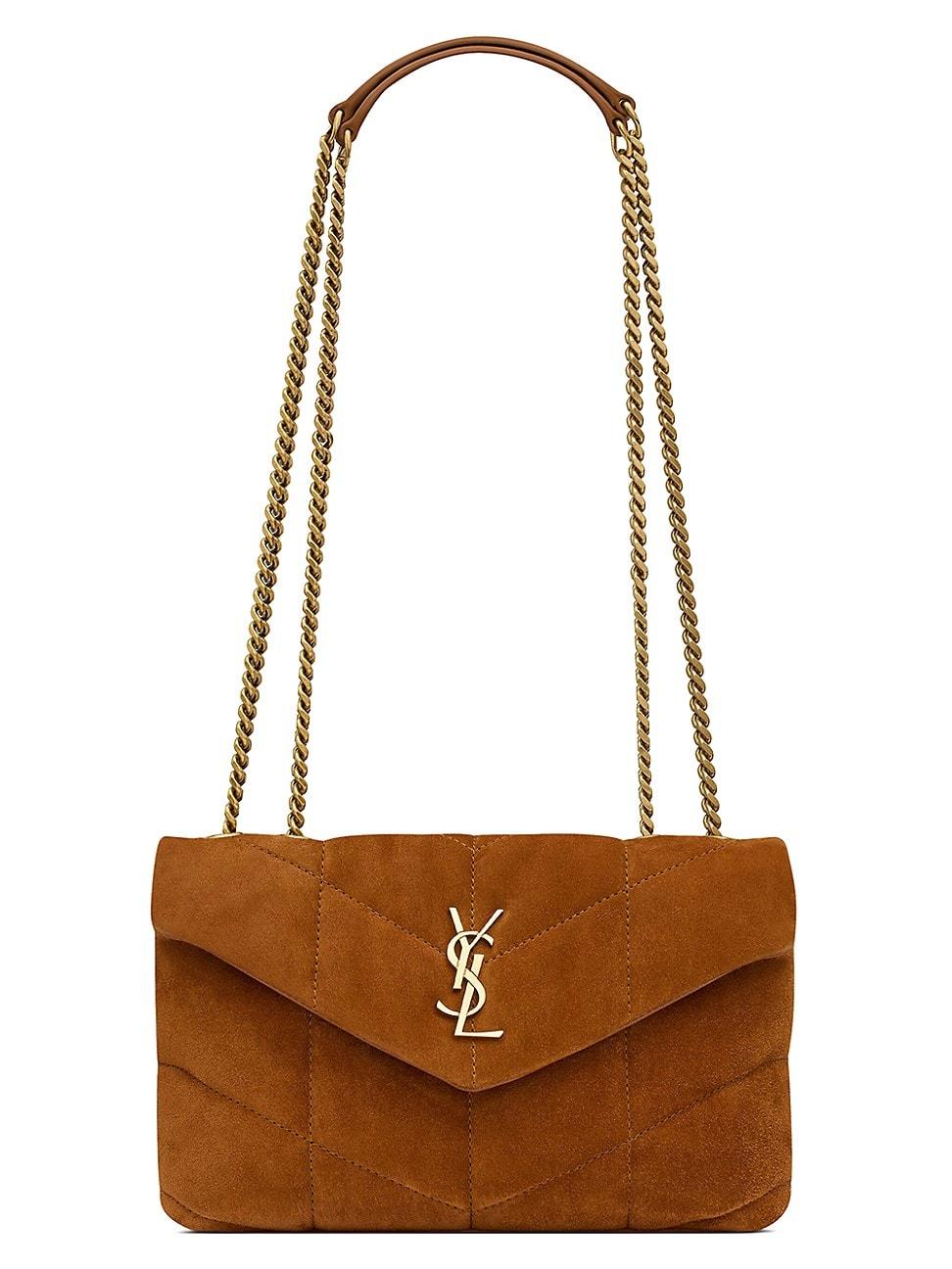 Saint Laurent Puffer Toy Bag In Quilted Suede in White Lyst