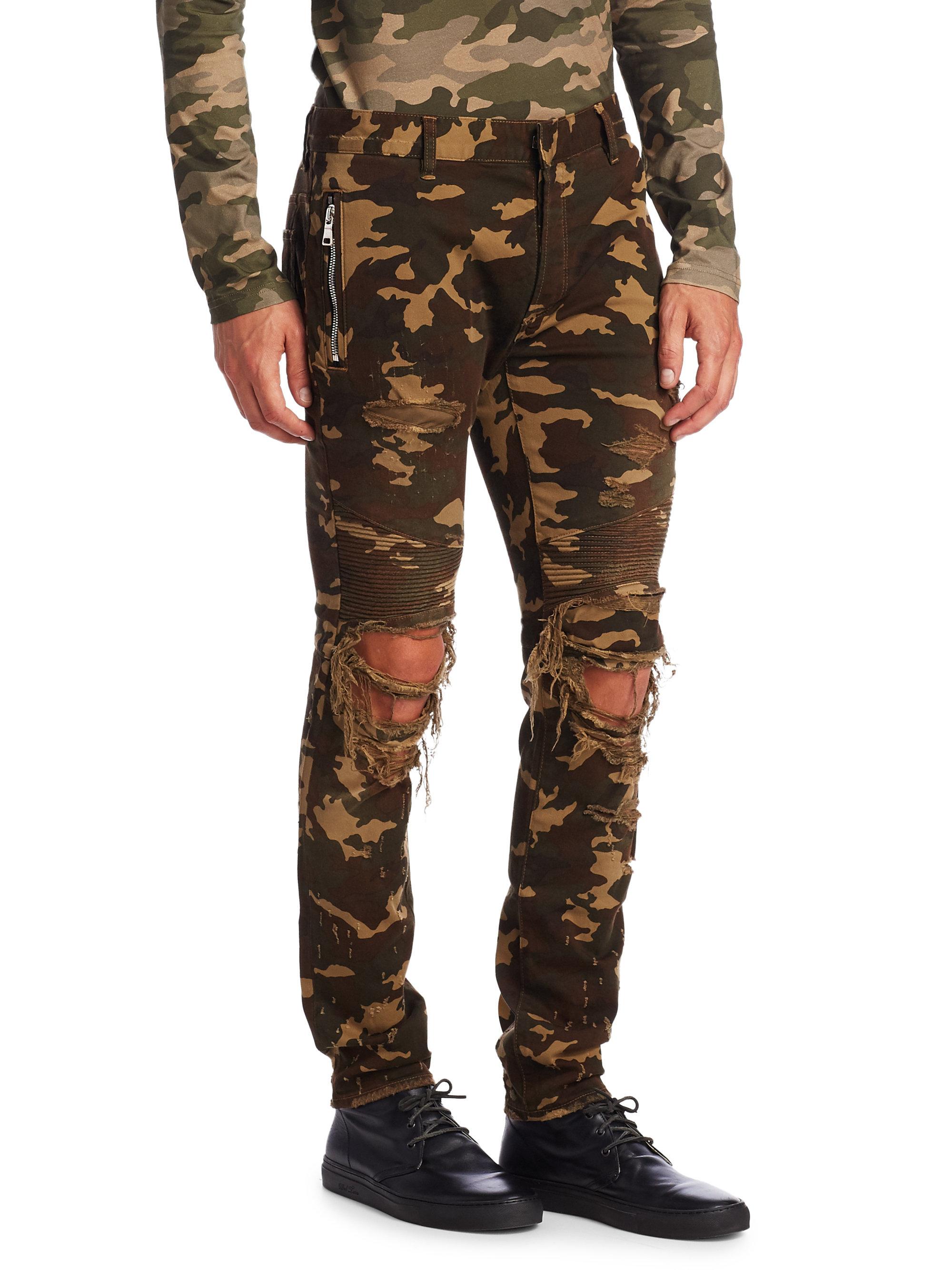 camo ripped skinny jeans mens
