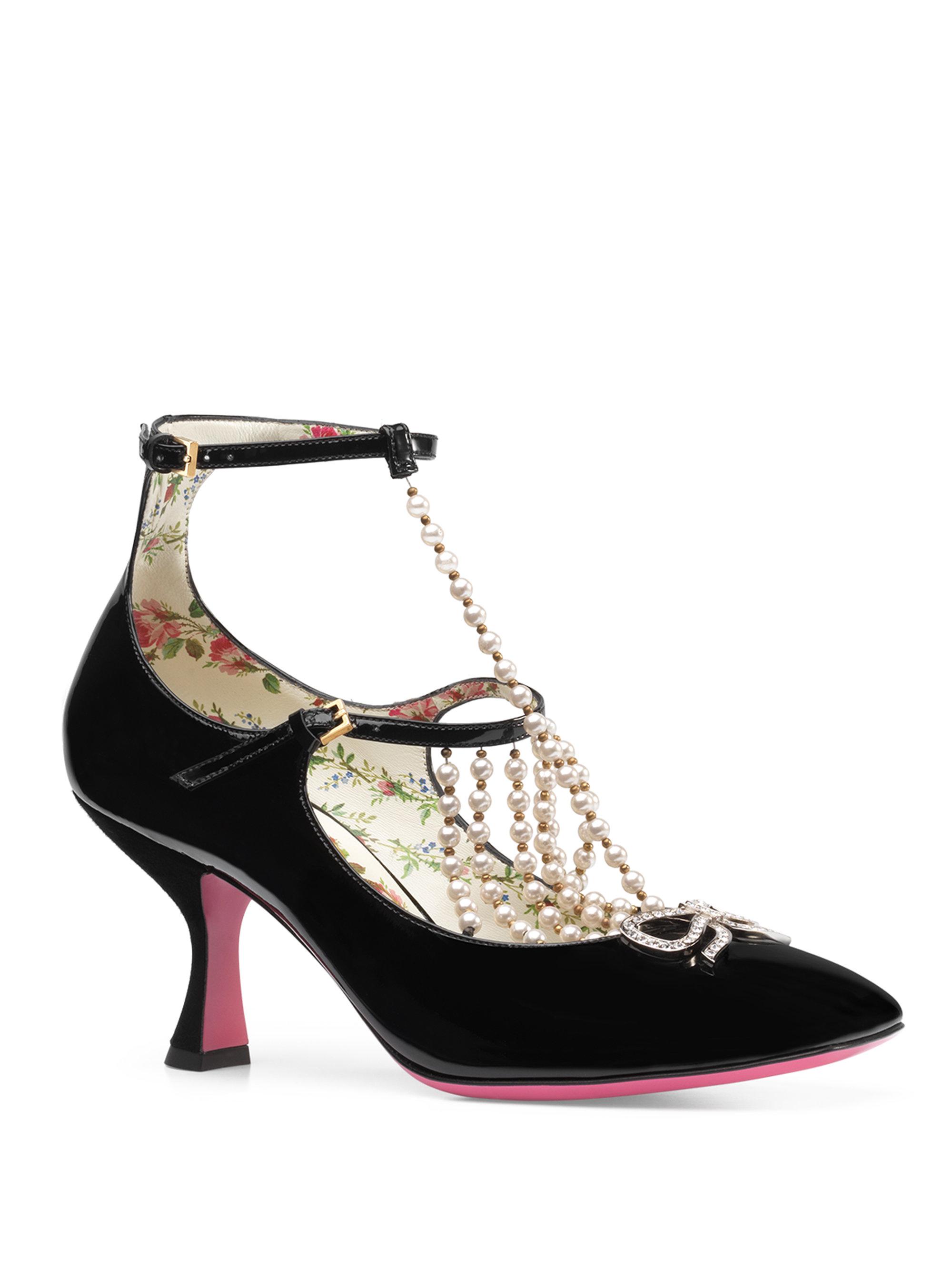 gucci shoes with pearls on heels