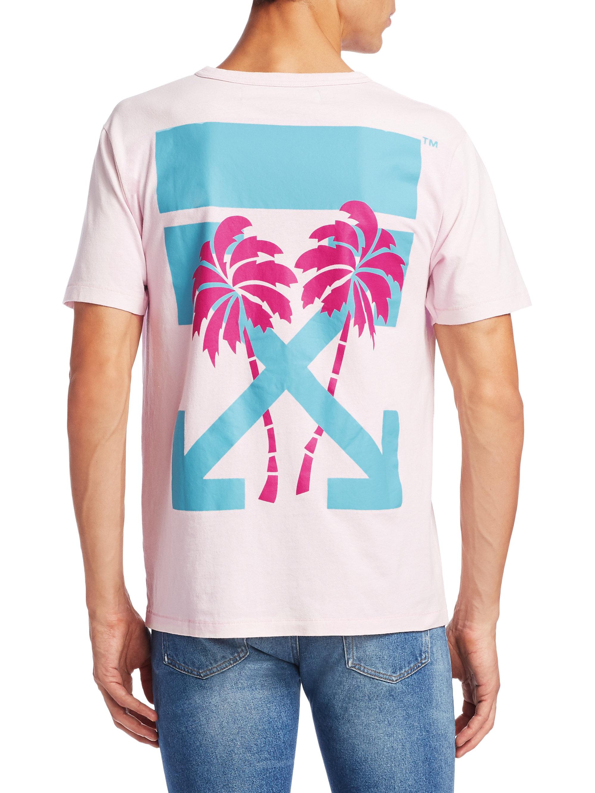Off-White c/o Virgil Abloh Shock Waves Tropical Cotton Tee in Pink for ...