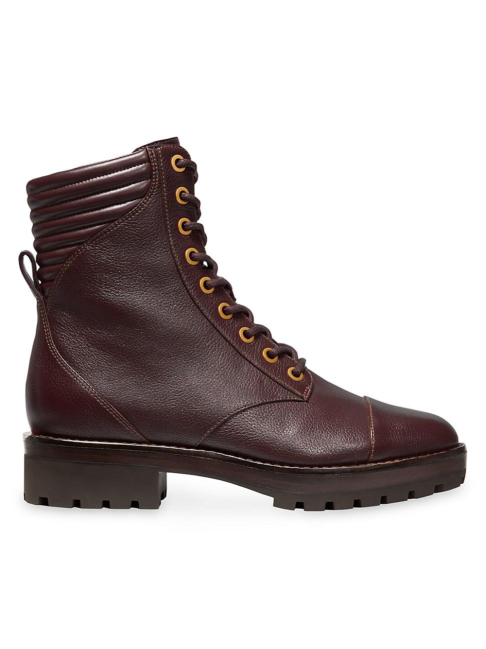 MICHAEL Michael Kors Bastian Tumbled Leather Combat Boot in Brown | Lyst