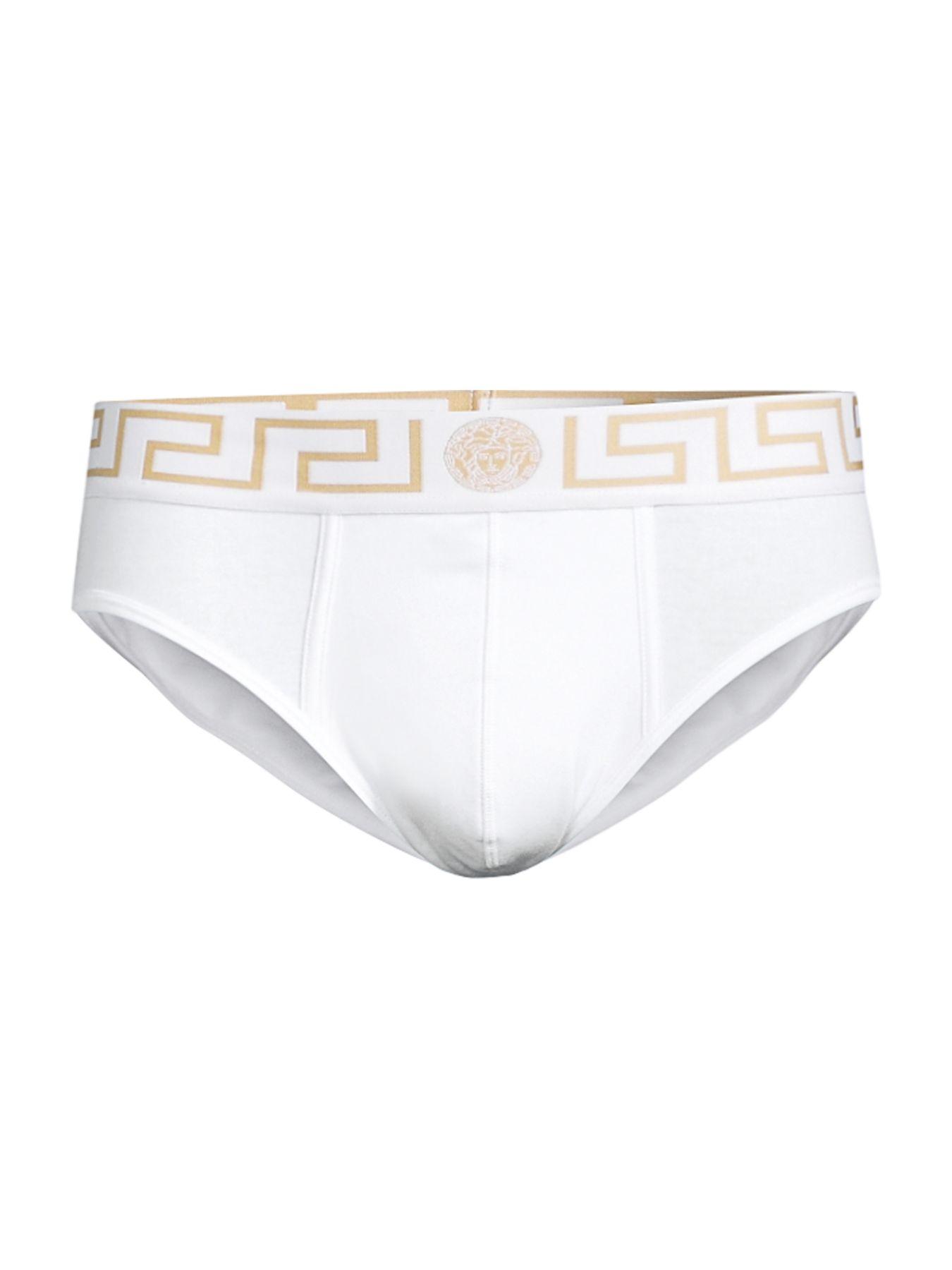Versace Cotton 3-pack Low-rise Logo Briefs in White for Men - Lyst