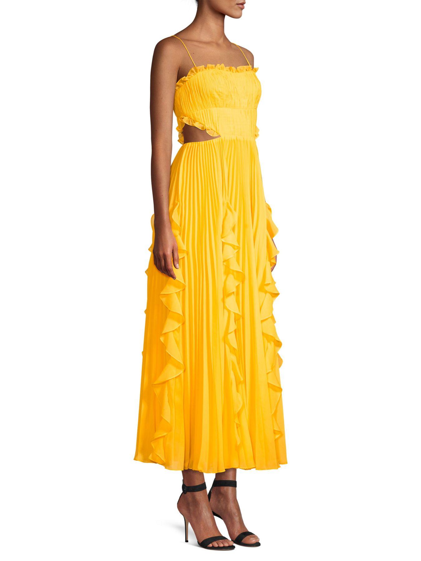 yellow tea length dress