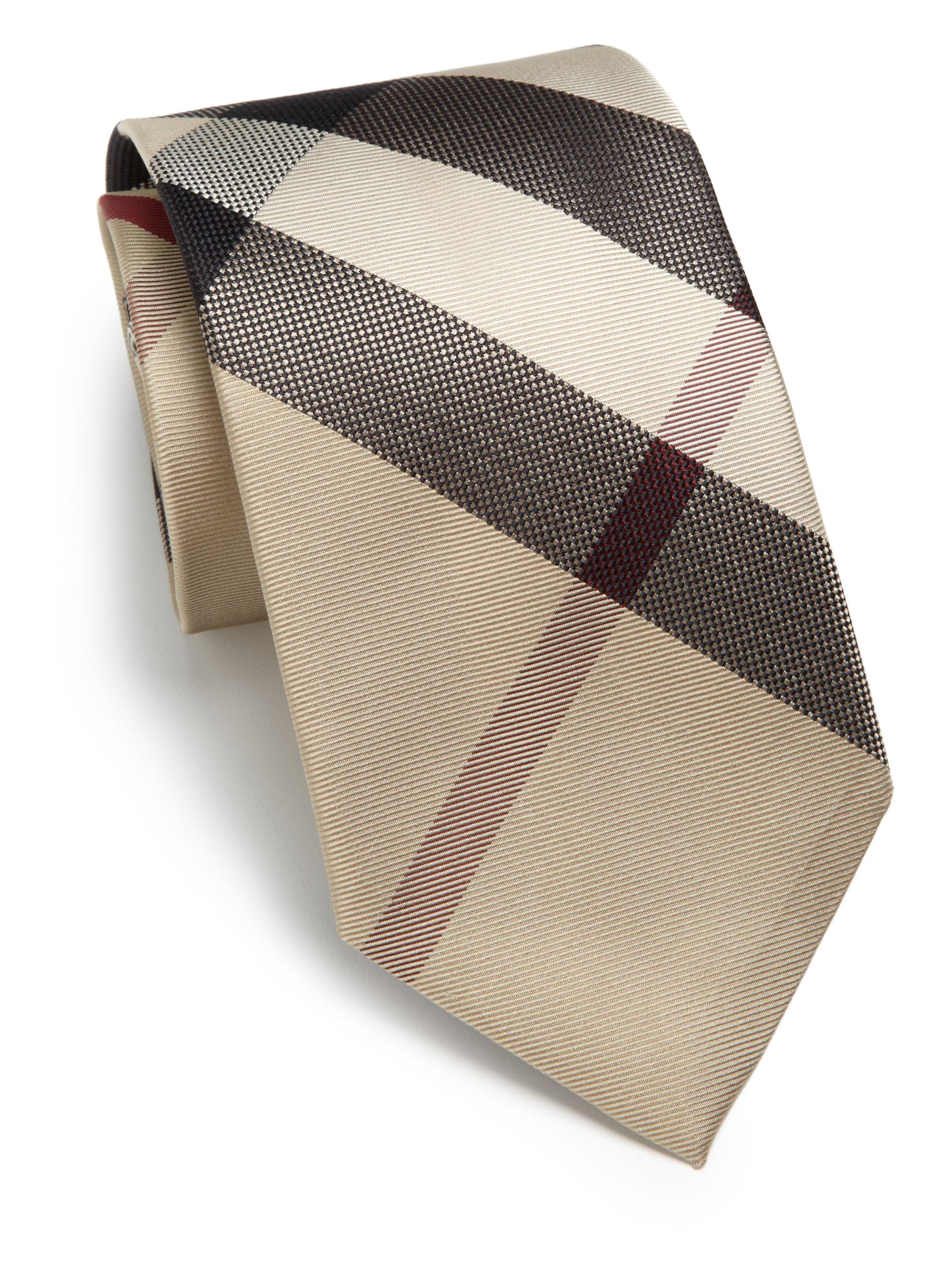 Burberry Manston Checked Silk Tie in Beige (Natural) for Men Lyst