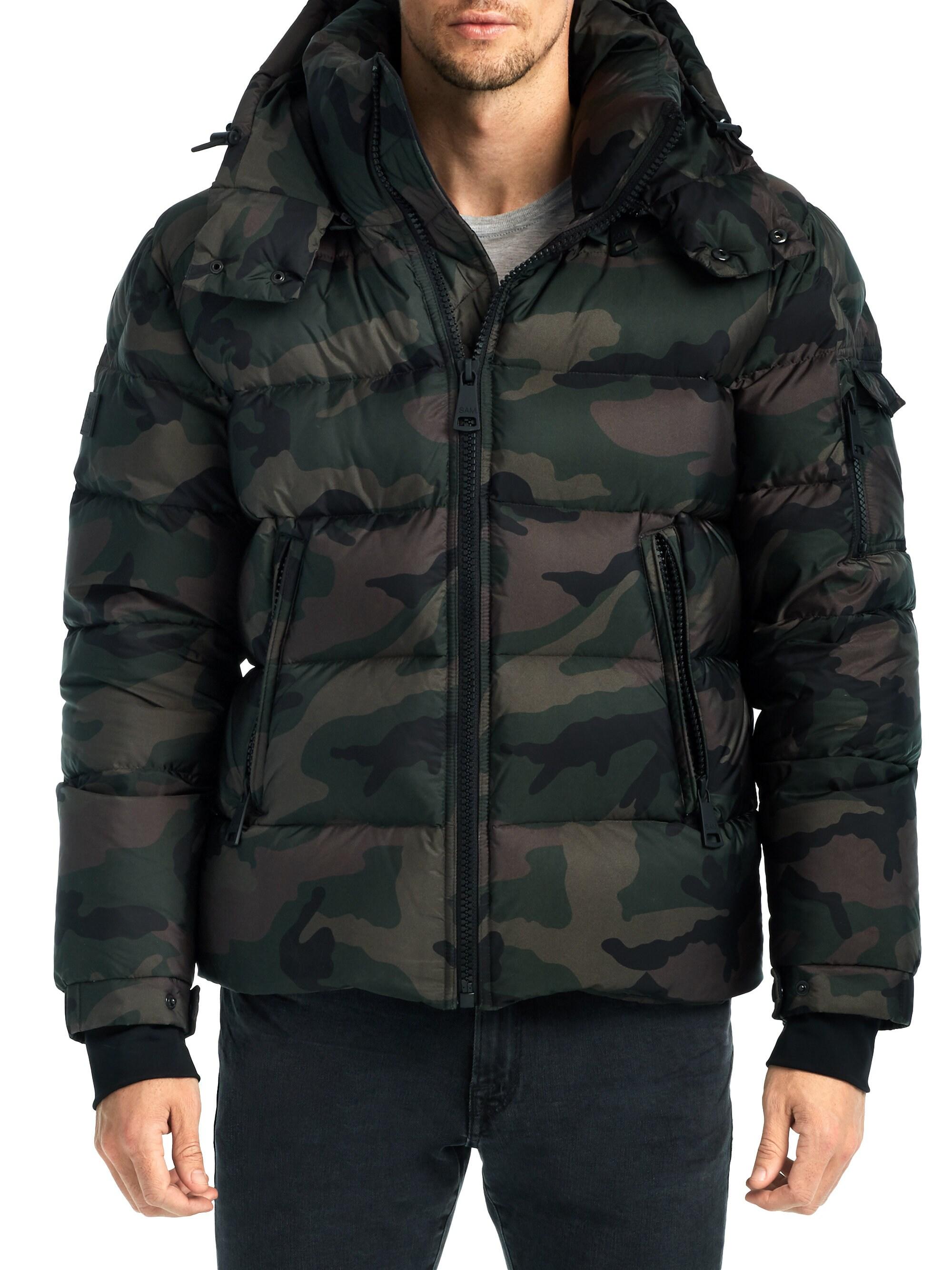 Hattfart Mens Winter Hooded Camouflage Quilted Puffer Coat Padded Jacket Parka Outwear