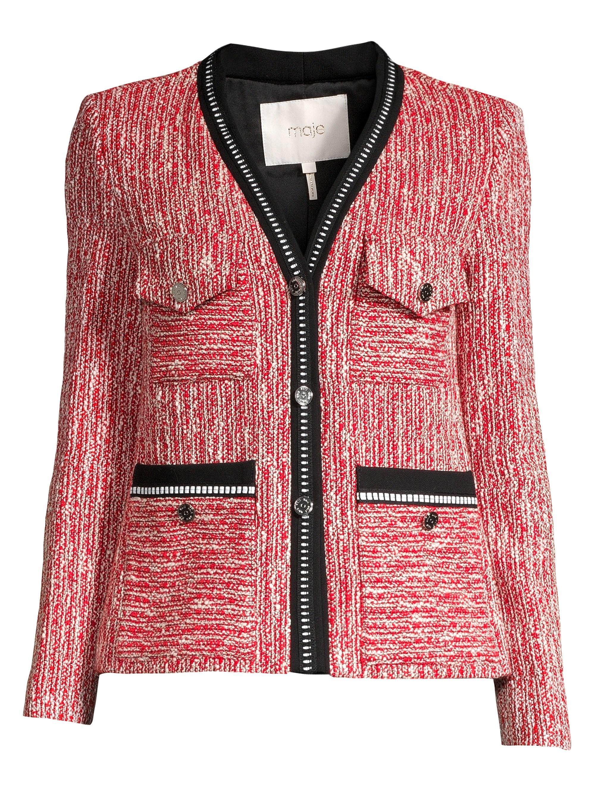 maje red tweed jacket