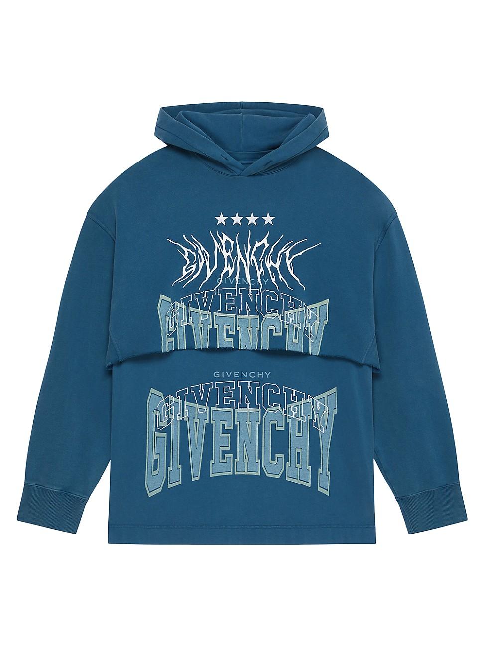 Givenchy Double Layered Hoodie In Felpa in Blue for Men | Lyst
