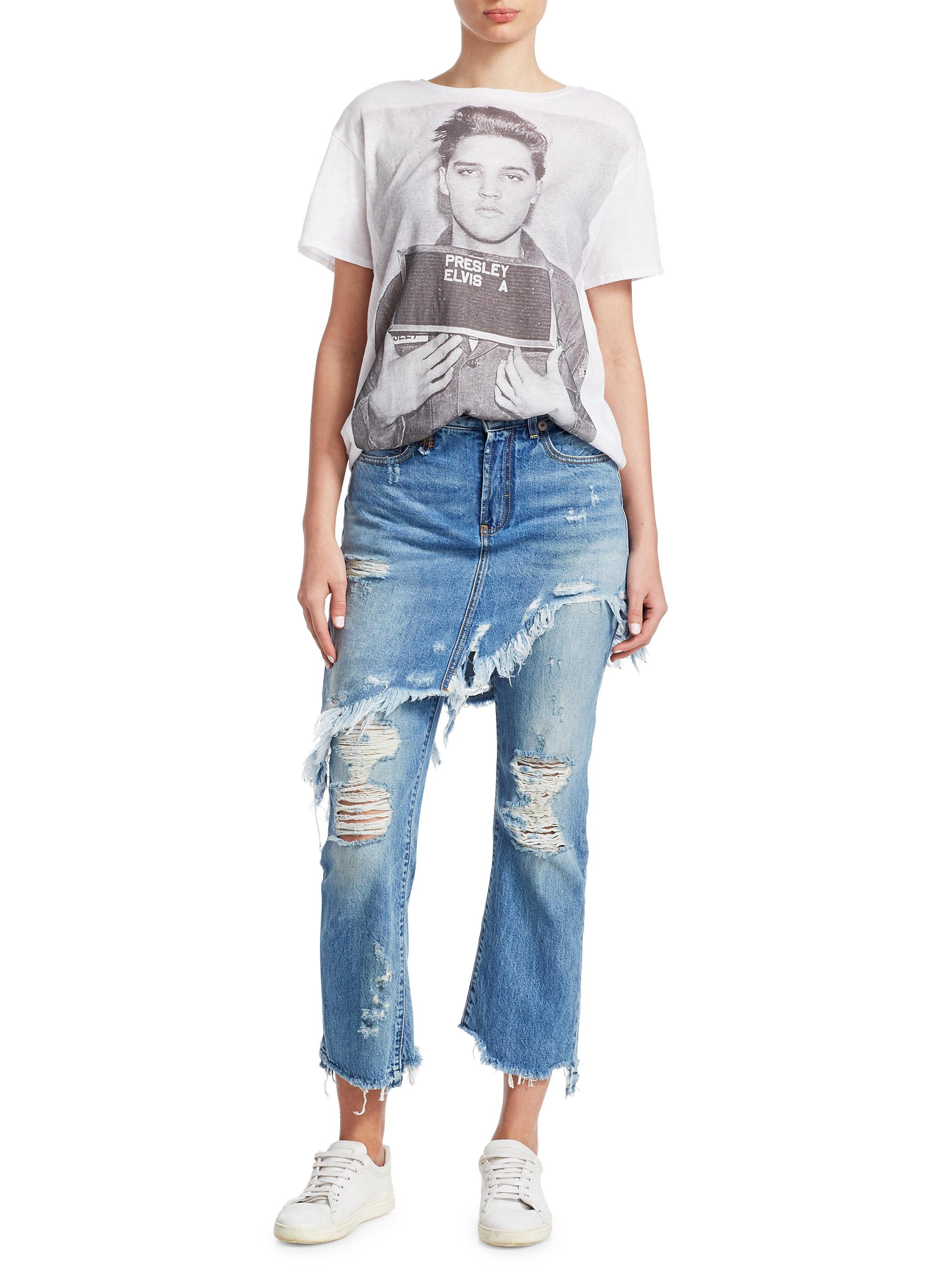 r13 double classic skirted jeans