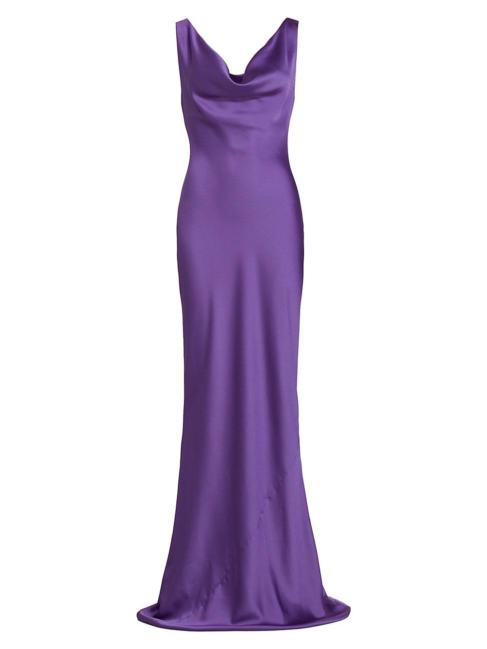 Norma Kamali Satin Cowl-neck Gown in Purple | Lyst