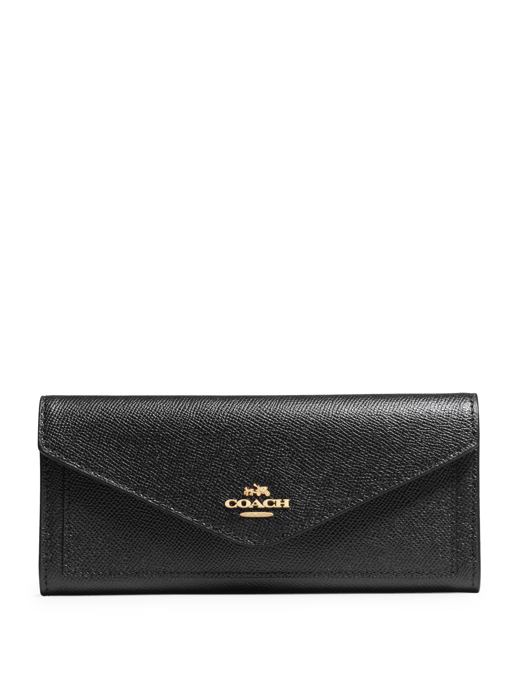 COACH Snapflap Leather Wallet in Black Lyst
