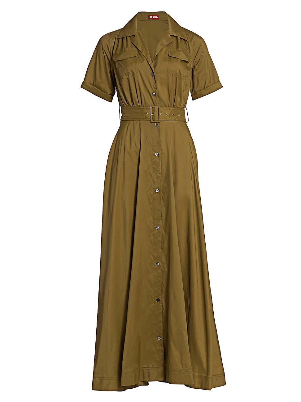 STAUD Millie Belted Shell Maxi Shirt 