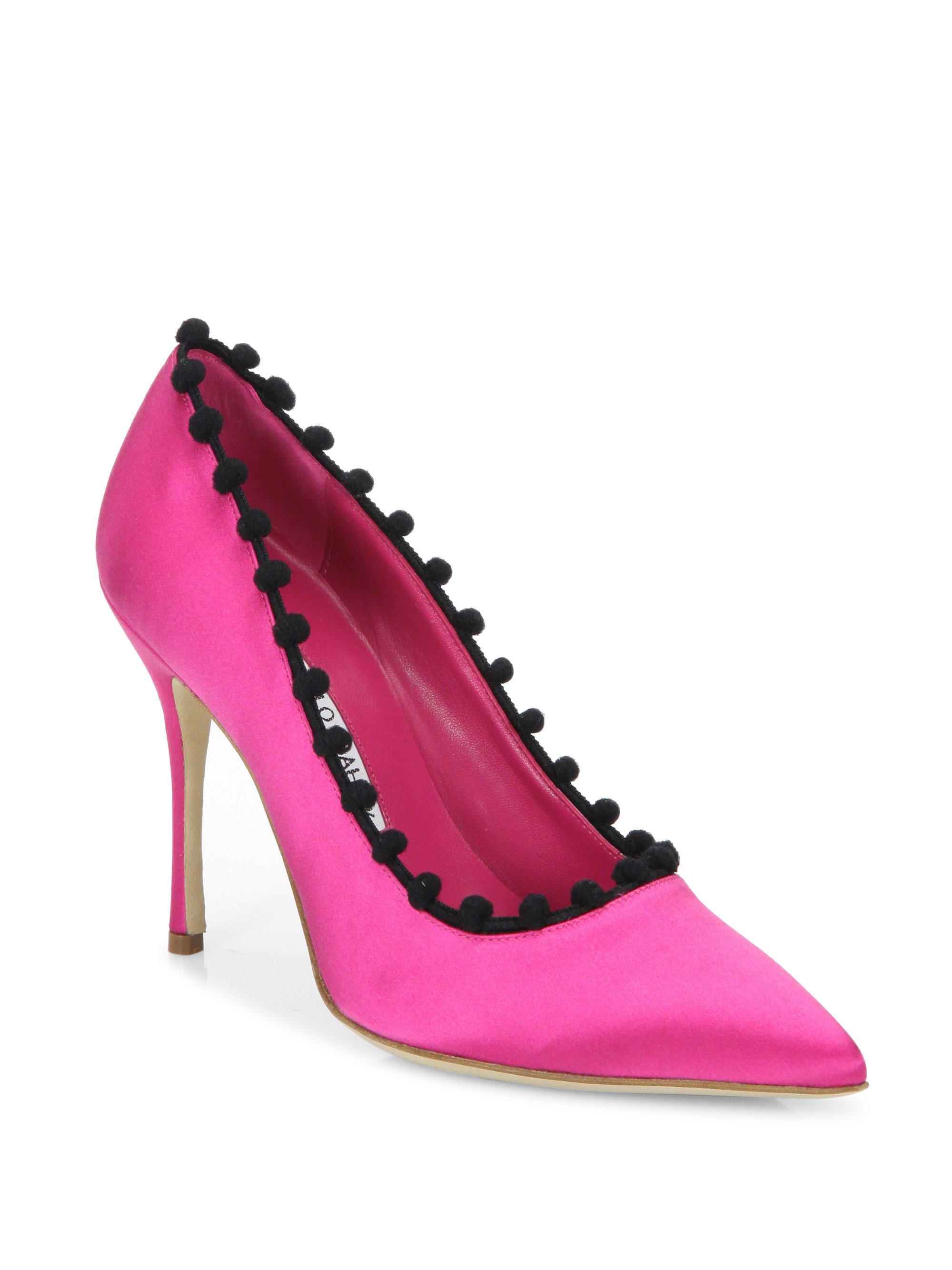 Manolo Blahnik Bb 105 Pom-pom Satin 