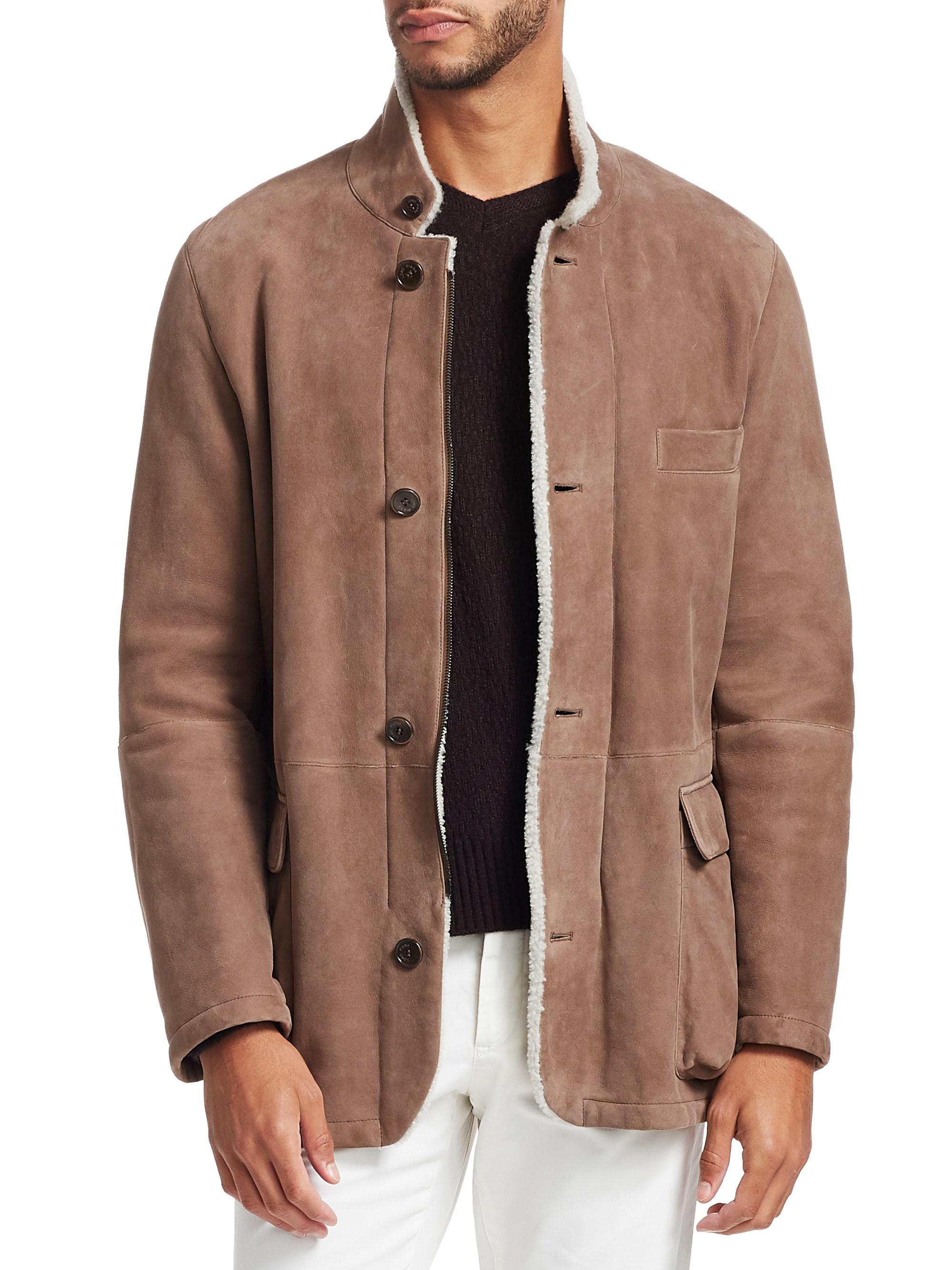 Loro Piana Roadster Shearlinglined Suede Jacket in Brown for Men Lyst