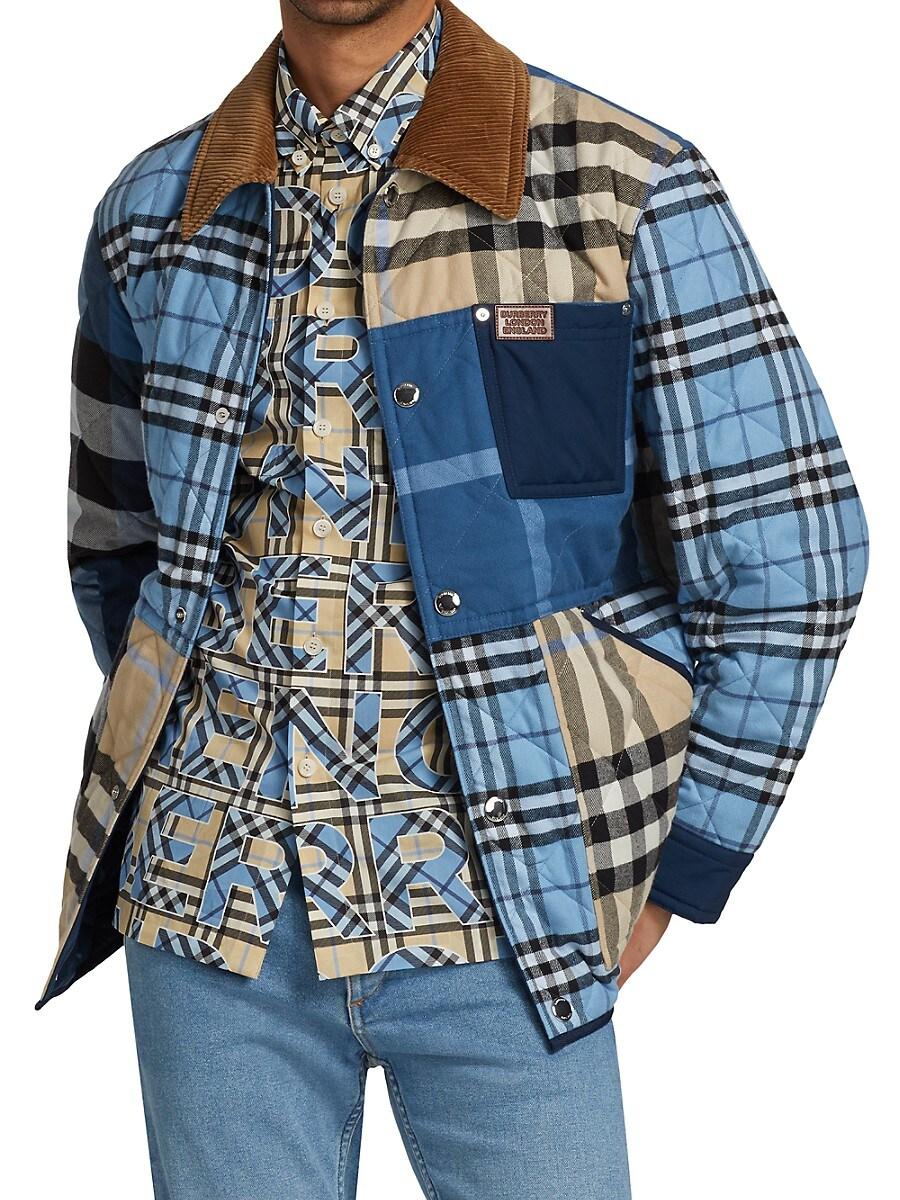 Burberry Henham Mixed Quilted Jacket in Blue for Men | Lyst