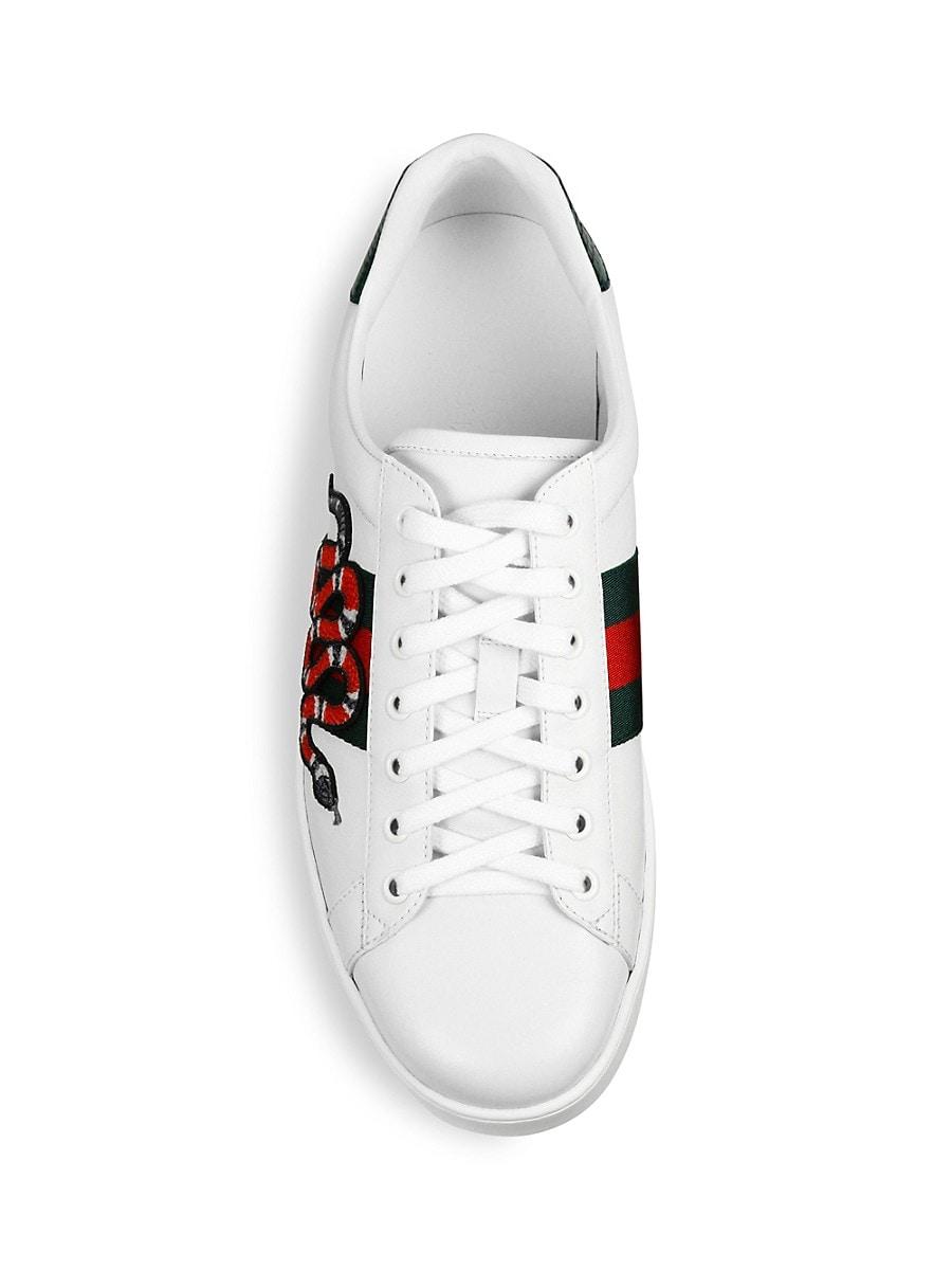 Gucci Leather Ace Embroidered Sneaker in White for Men - Save 47% - Lyst
