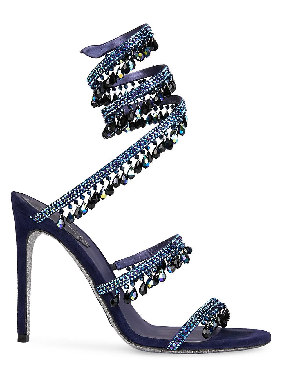 Rene Caovilla Cleo Chandelier Ankle-wrap Crystal-embellished Satin Sandals  in Purple | Lyst