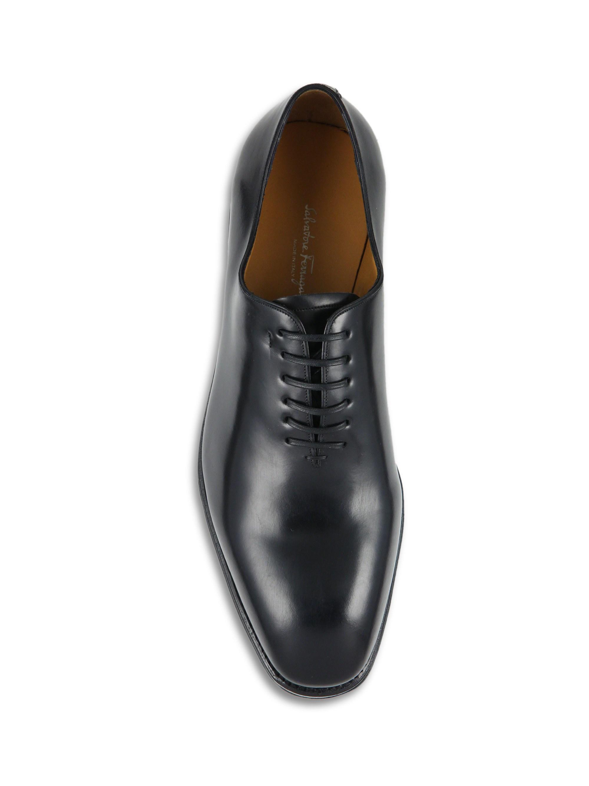 Ferragamo Leather Tramezza Carmelo Plain Toe Oxfords in Black for Men