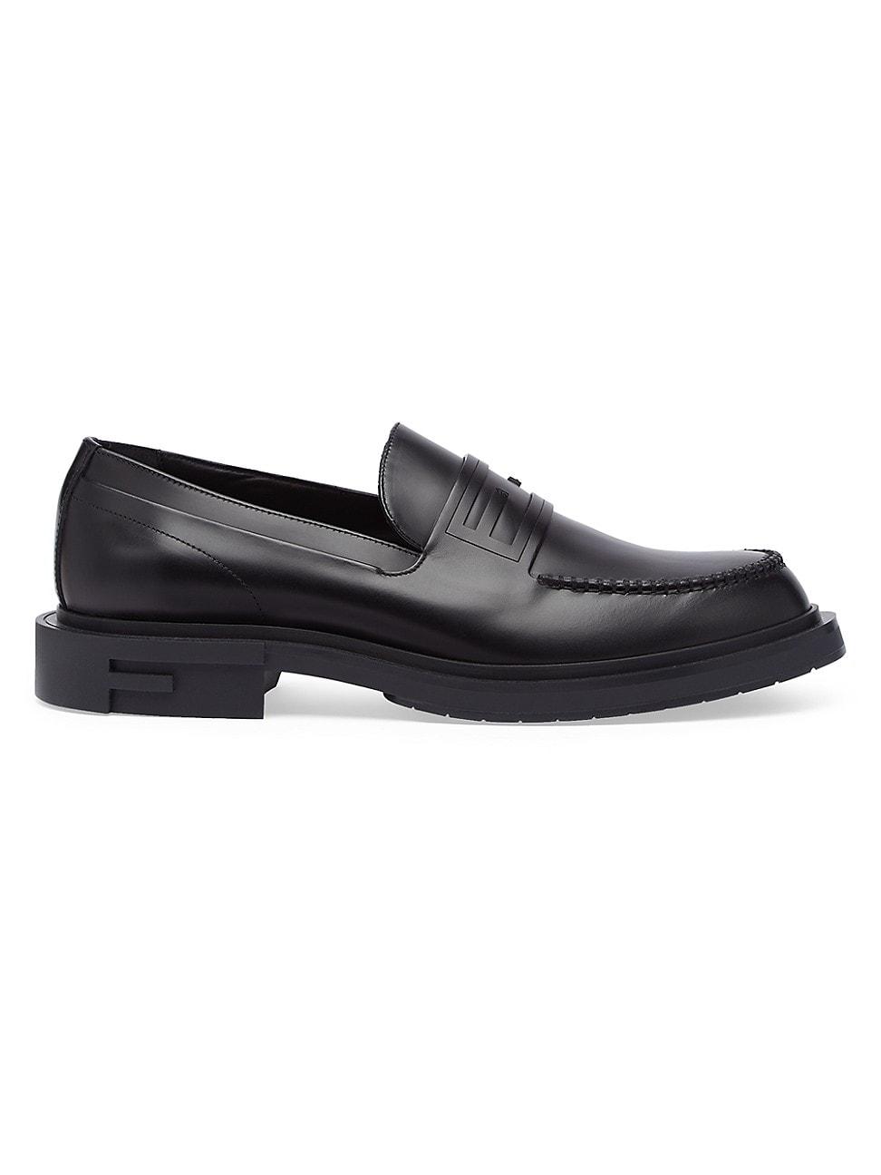 Fendi Leather Stacked Heel Loafers in Black for Men | Lyst