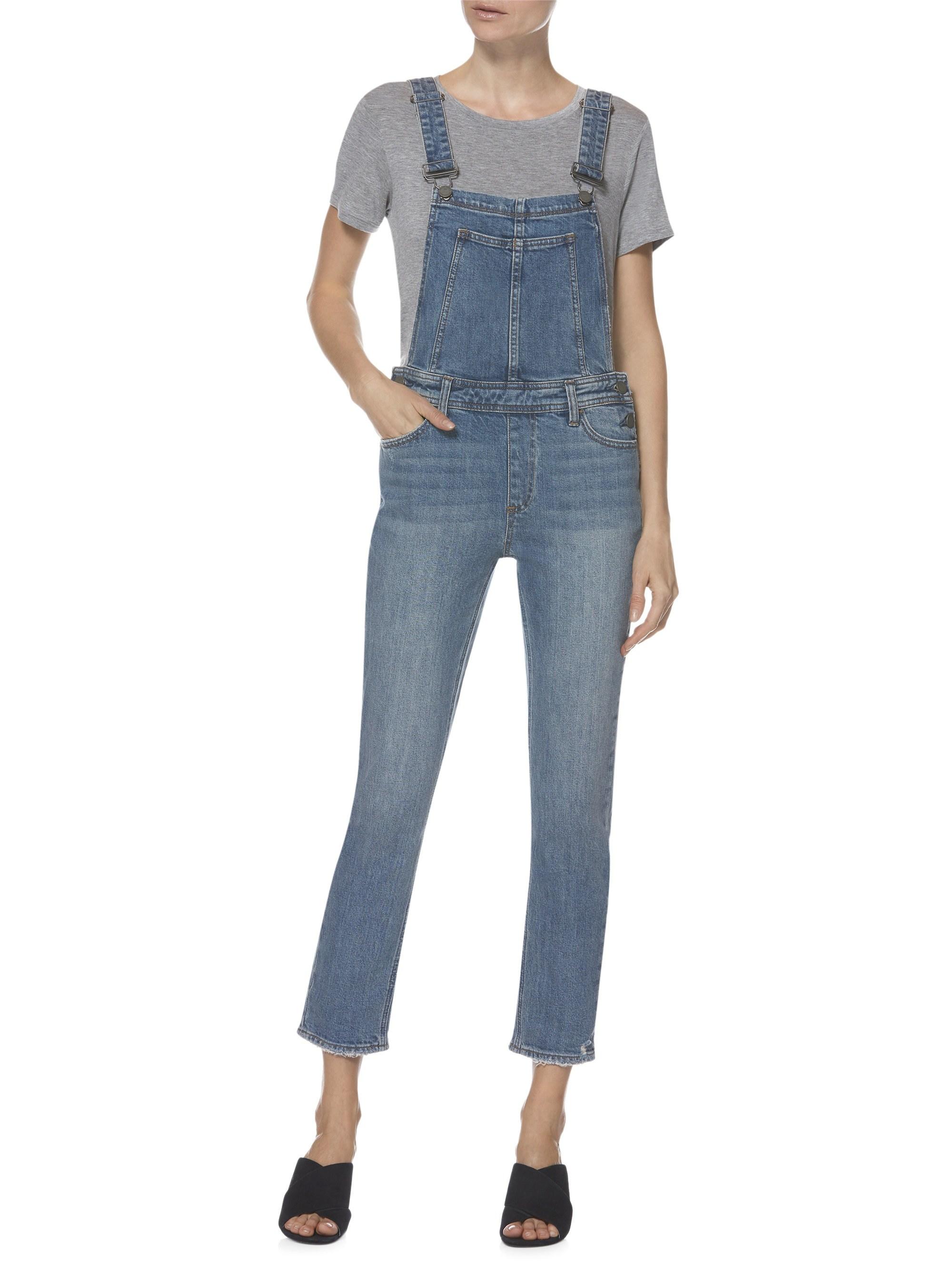 PAIGE Sierra High-rise Denim Overalls in Blue | Lyst