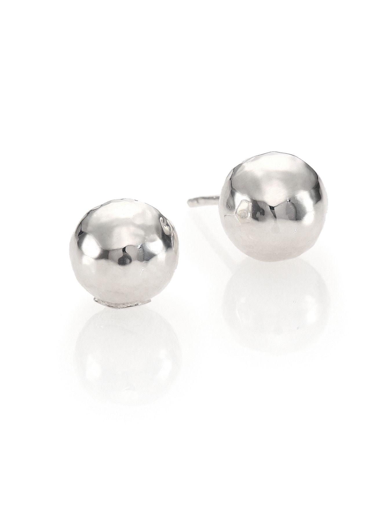 Ippolita Glamazon Sterling Silver Hammered Ball Stud Earrings in ...