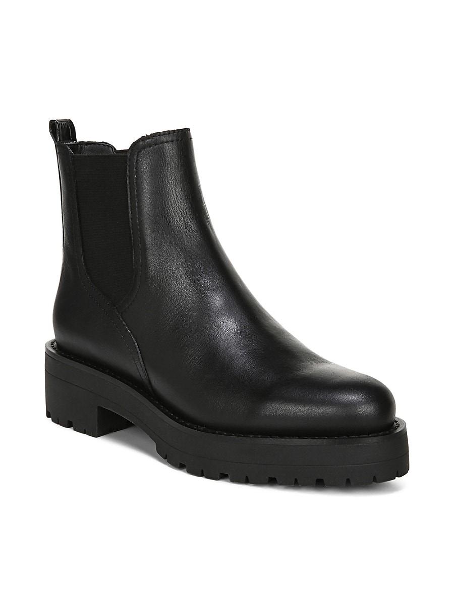 Sam Edelman Justina Lug-sole Leather Chelsea Boots in Black - Lyst