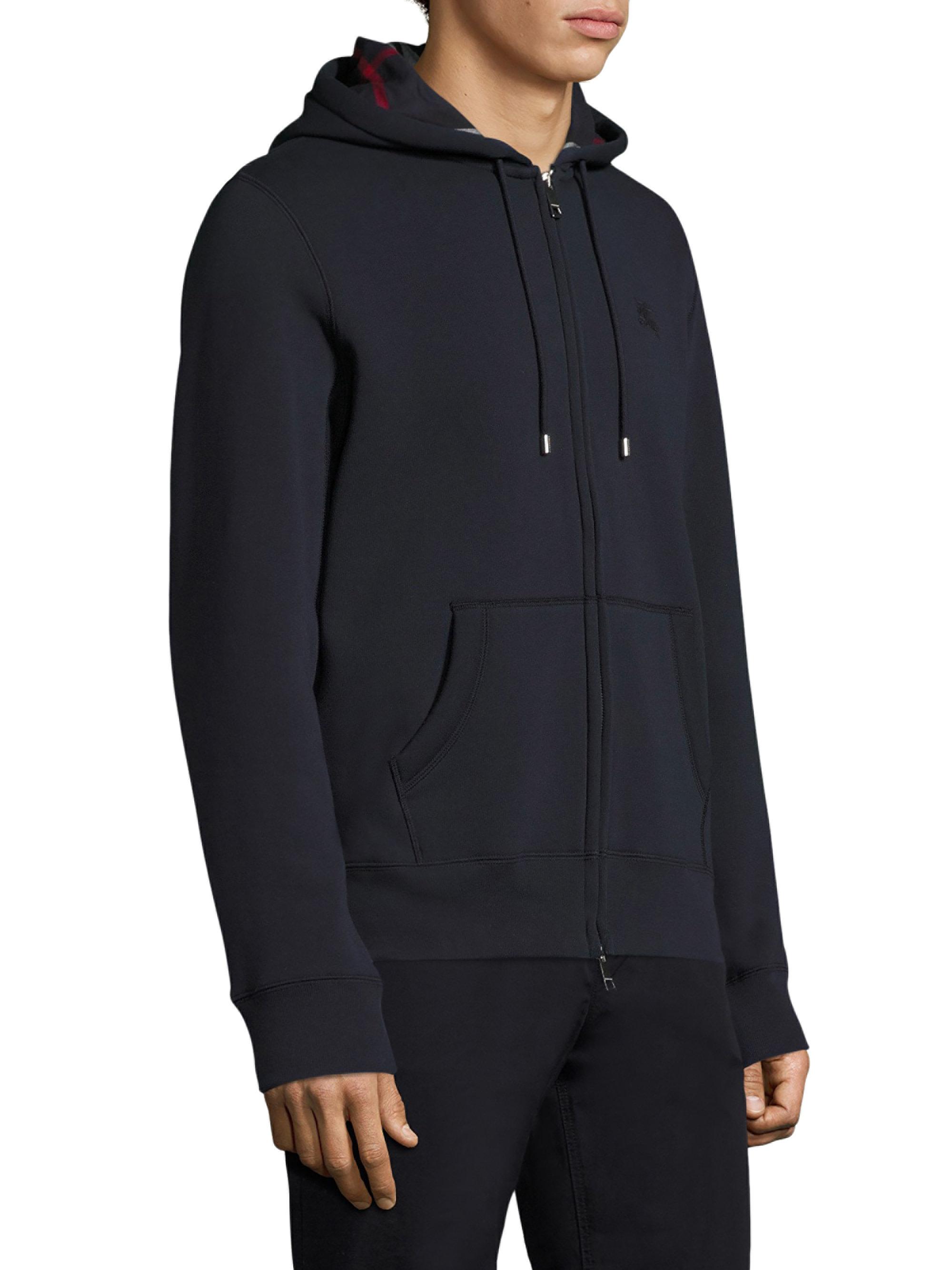 Burberry Claredon Cotton Jersey Zip Hoodie in Navy (Blue) for Men Lyst