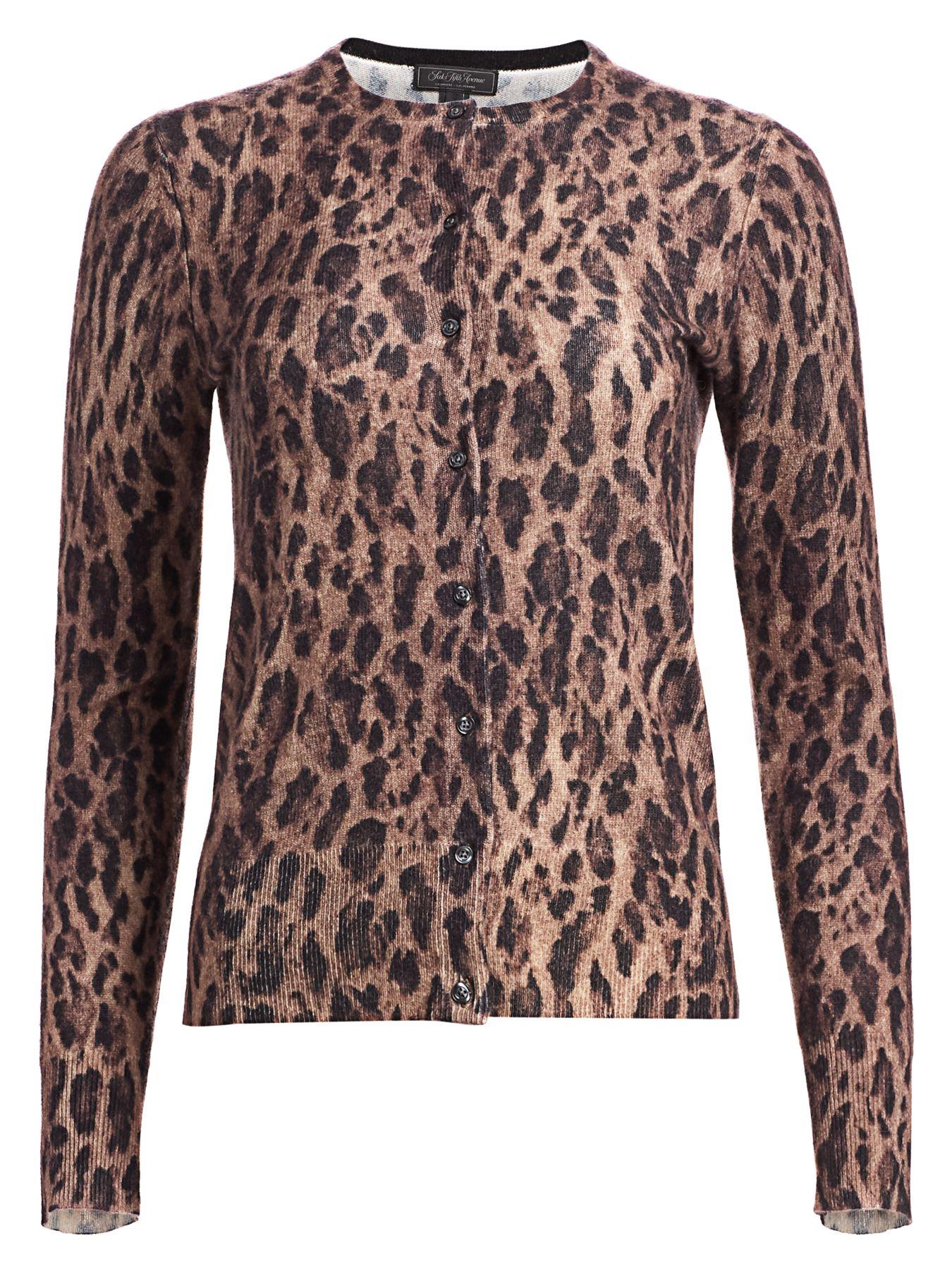 Saks Fifth Avenue Collection Leopard-print Cashmere Cardigan - Lyst